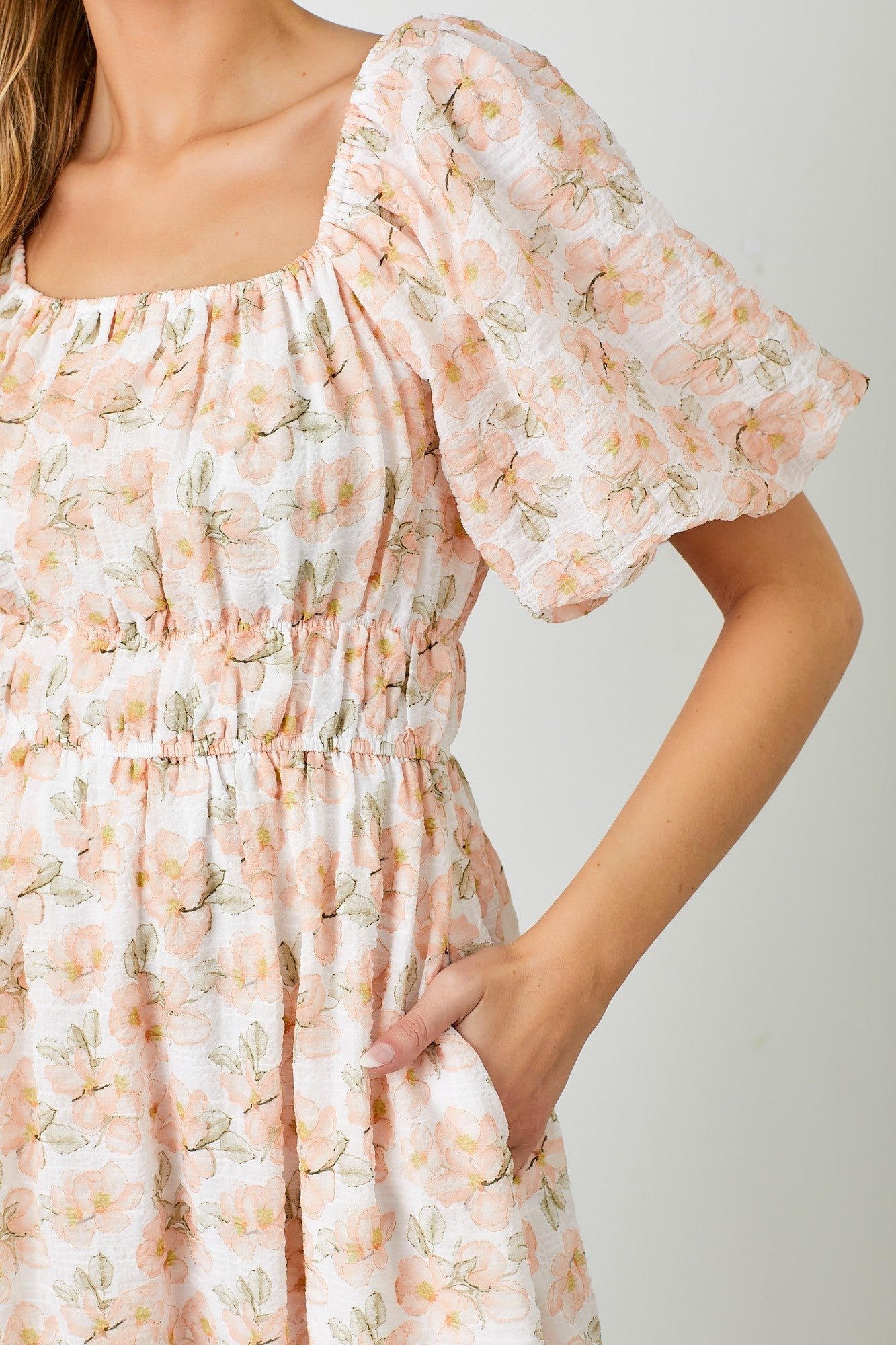 Blossom Floral Print Midi Dress - Peachy