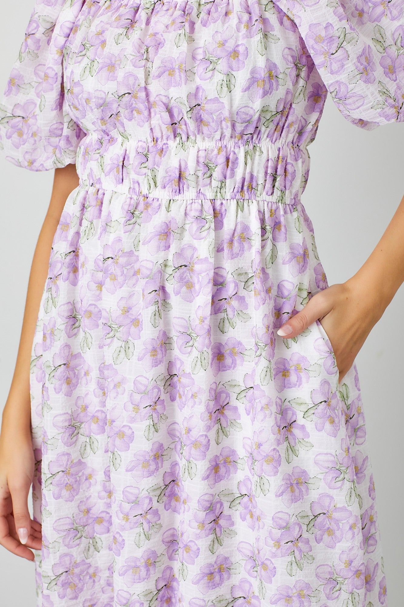 Blossom Floral Print Midi Dress - Lavender