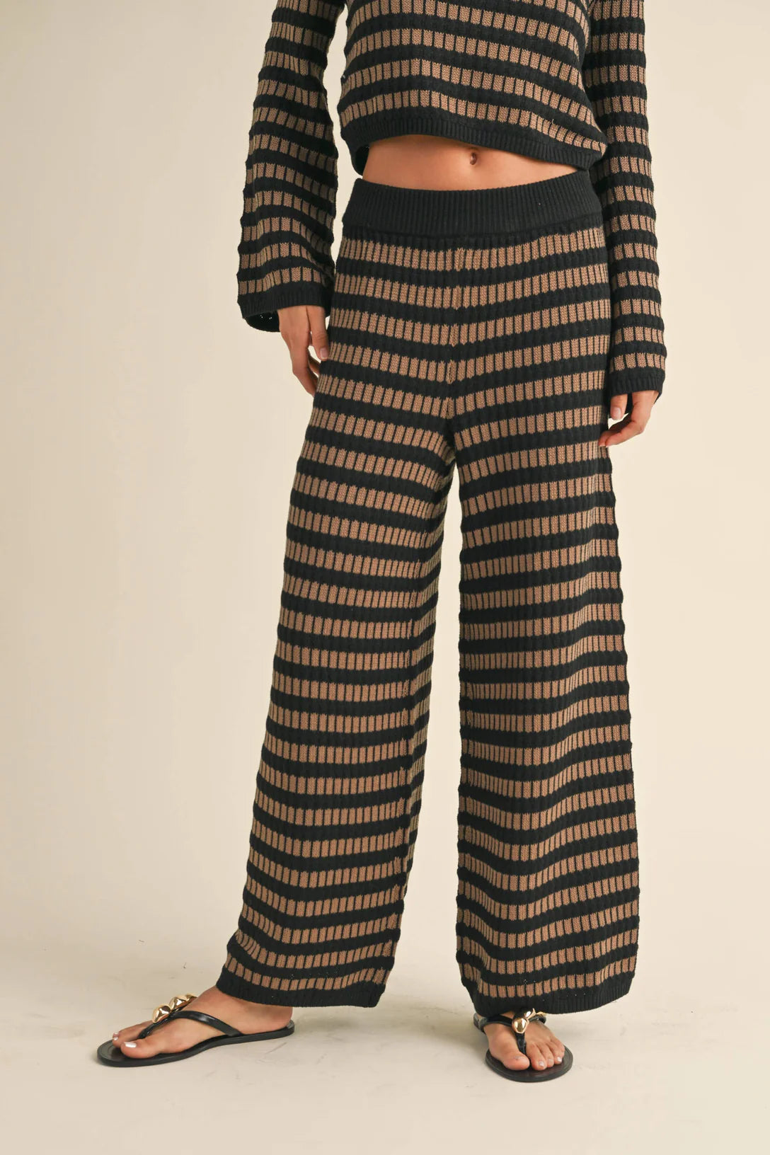 Brown Striped Knit Pants