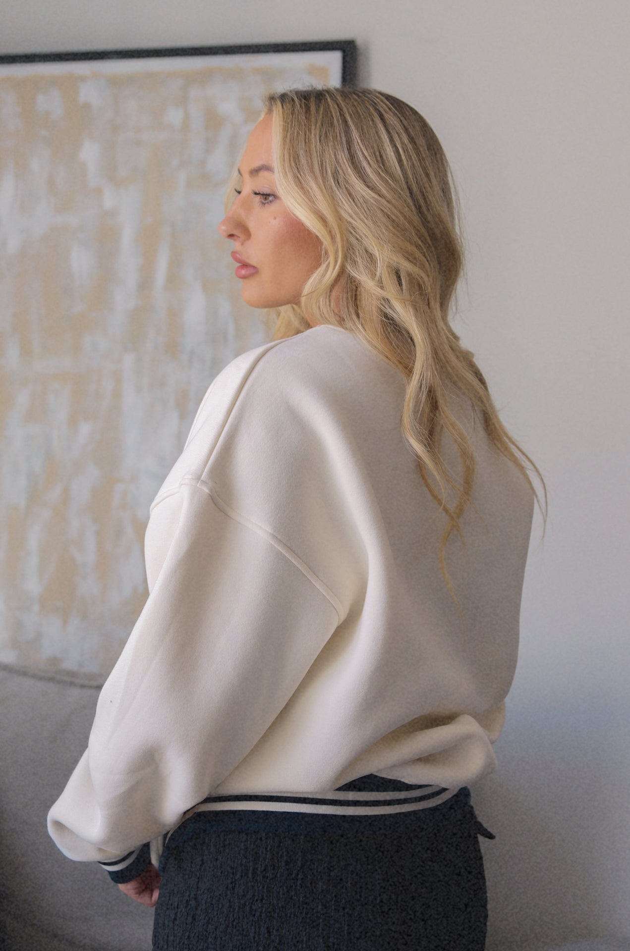 1987 be kind bailey rose sweatshirt in cream with blue embroidery