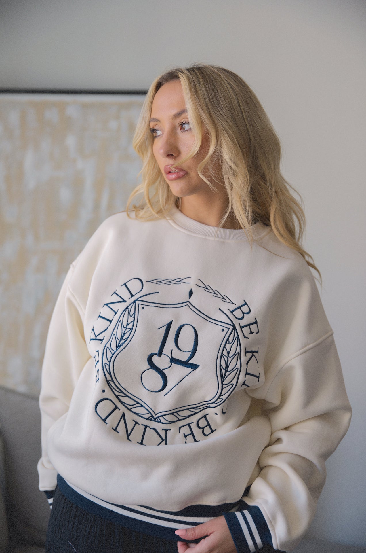 1987 Be Kind Embroidered Fleece Sweatshirt