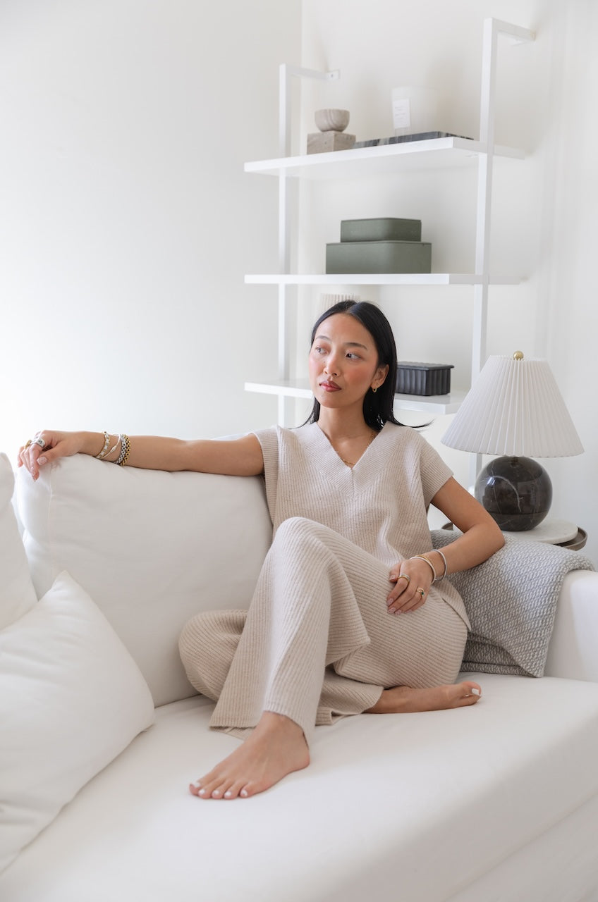 Beige Knit Sweater Vest