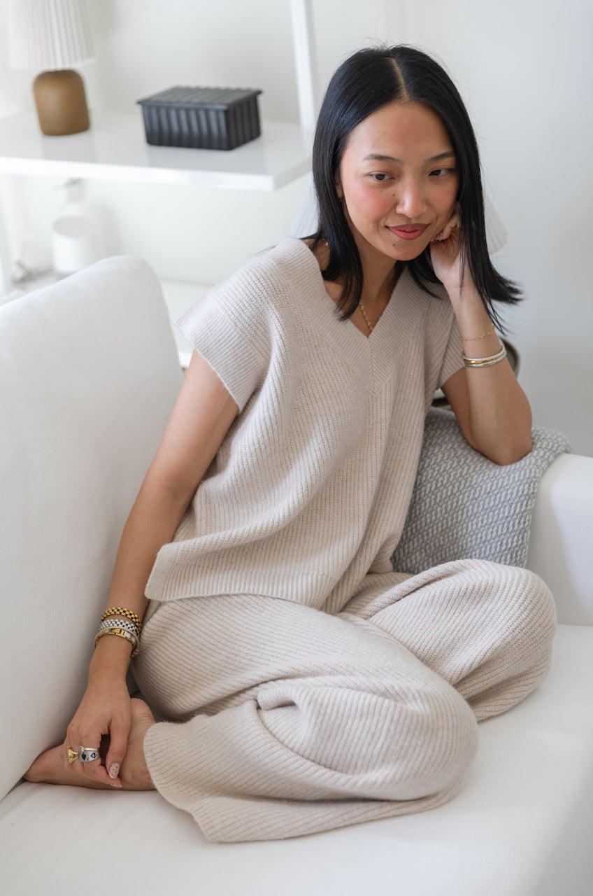 Beige Knit Sweater Vest