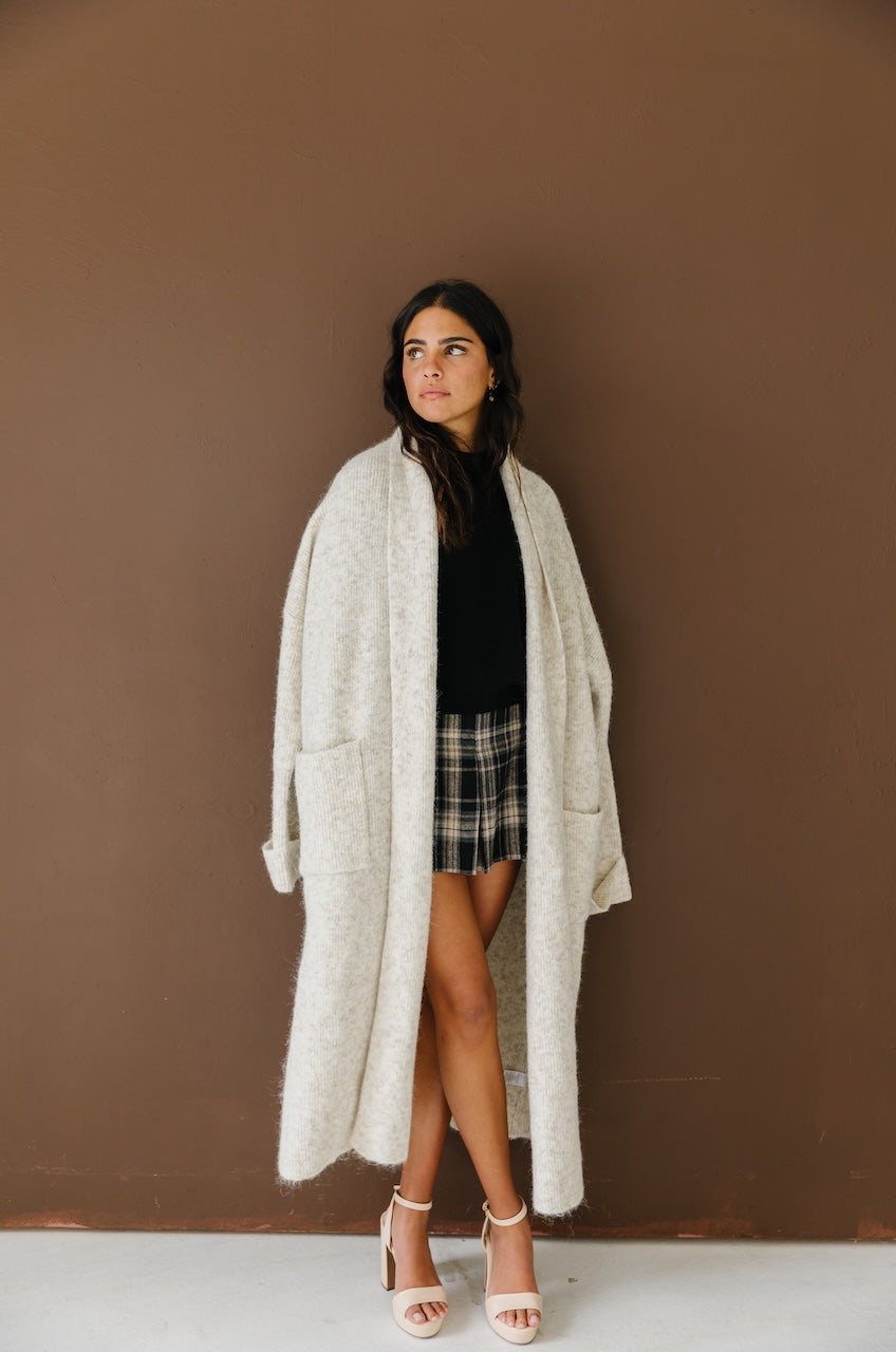 Beige Oversized Maxi Cardigan