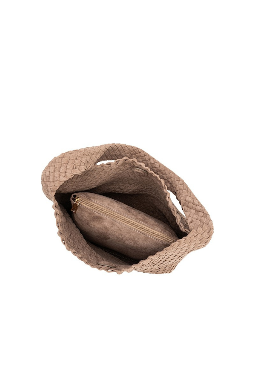 Melie Bianco Johanna Clay - Taupe Suede Bag