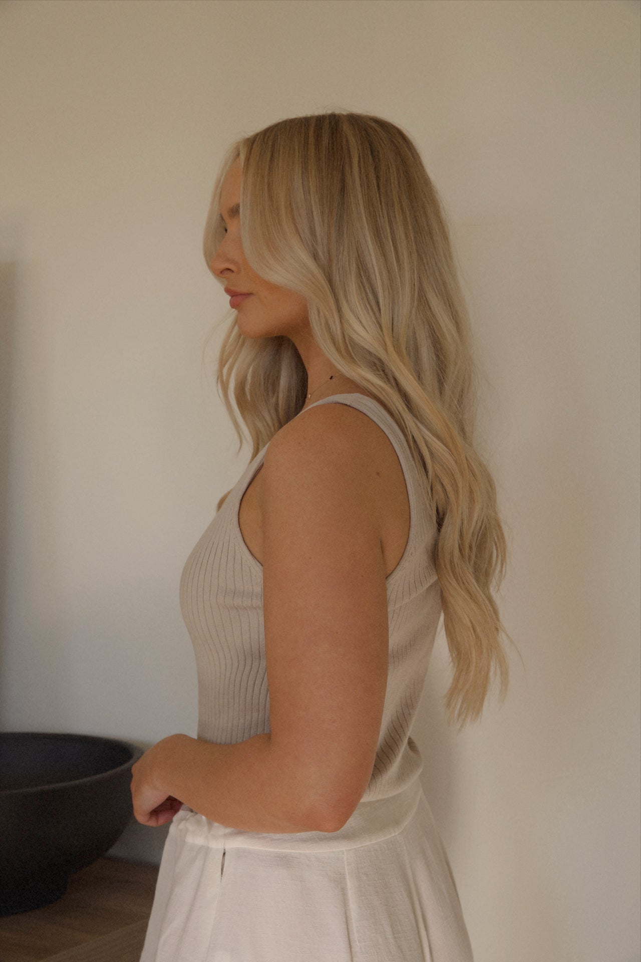 Beige Knit Tank Top