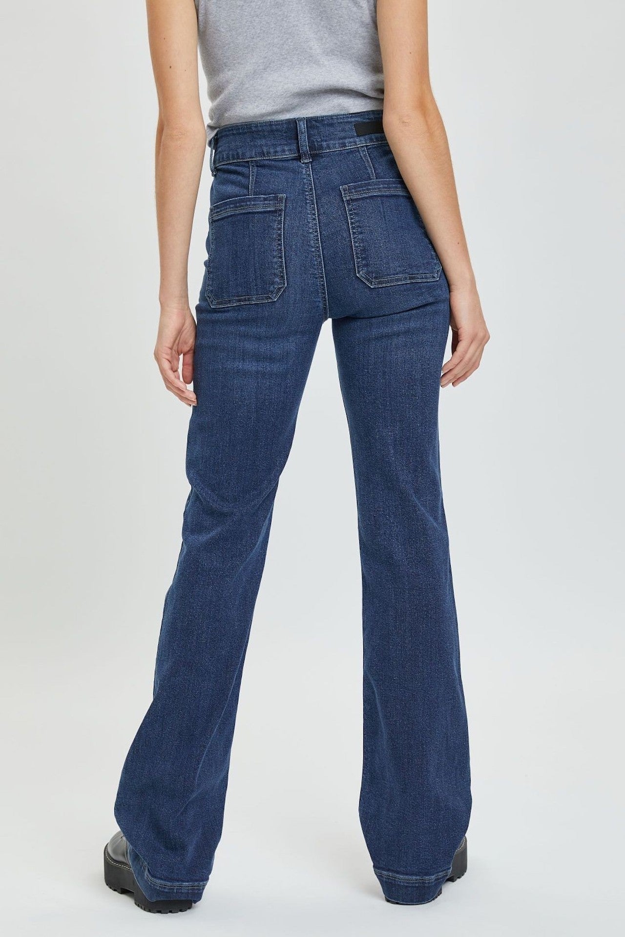 dark blue denim high rise trouser jeans