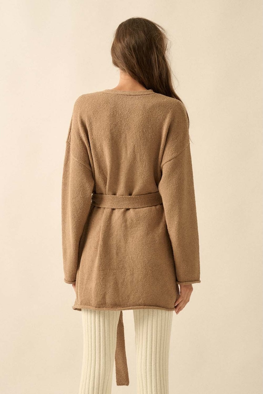 Brown Belted Cardigan