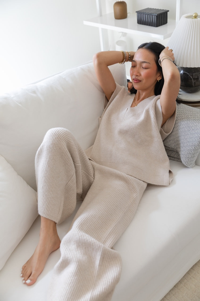 Beige Knit Sweater Vest
