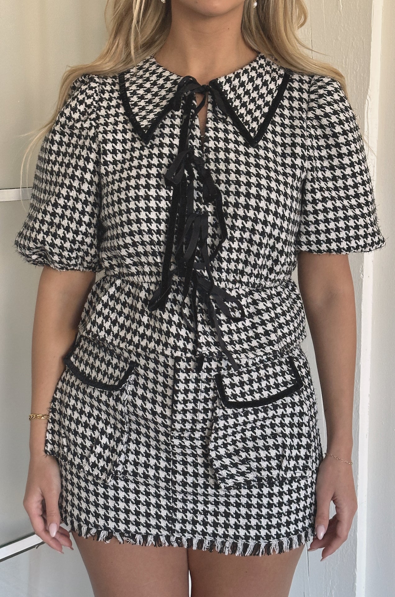 Black and White Houndstooth Skirt