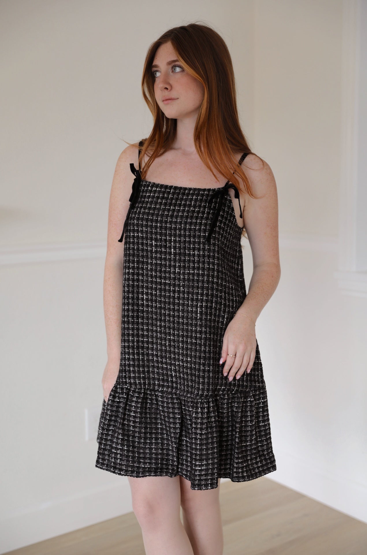 Black Tweed Mini Dress