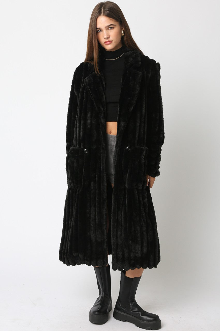 Chocolate Brown Luxe Fur Coat