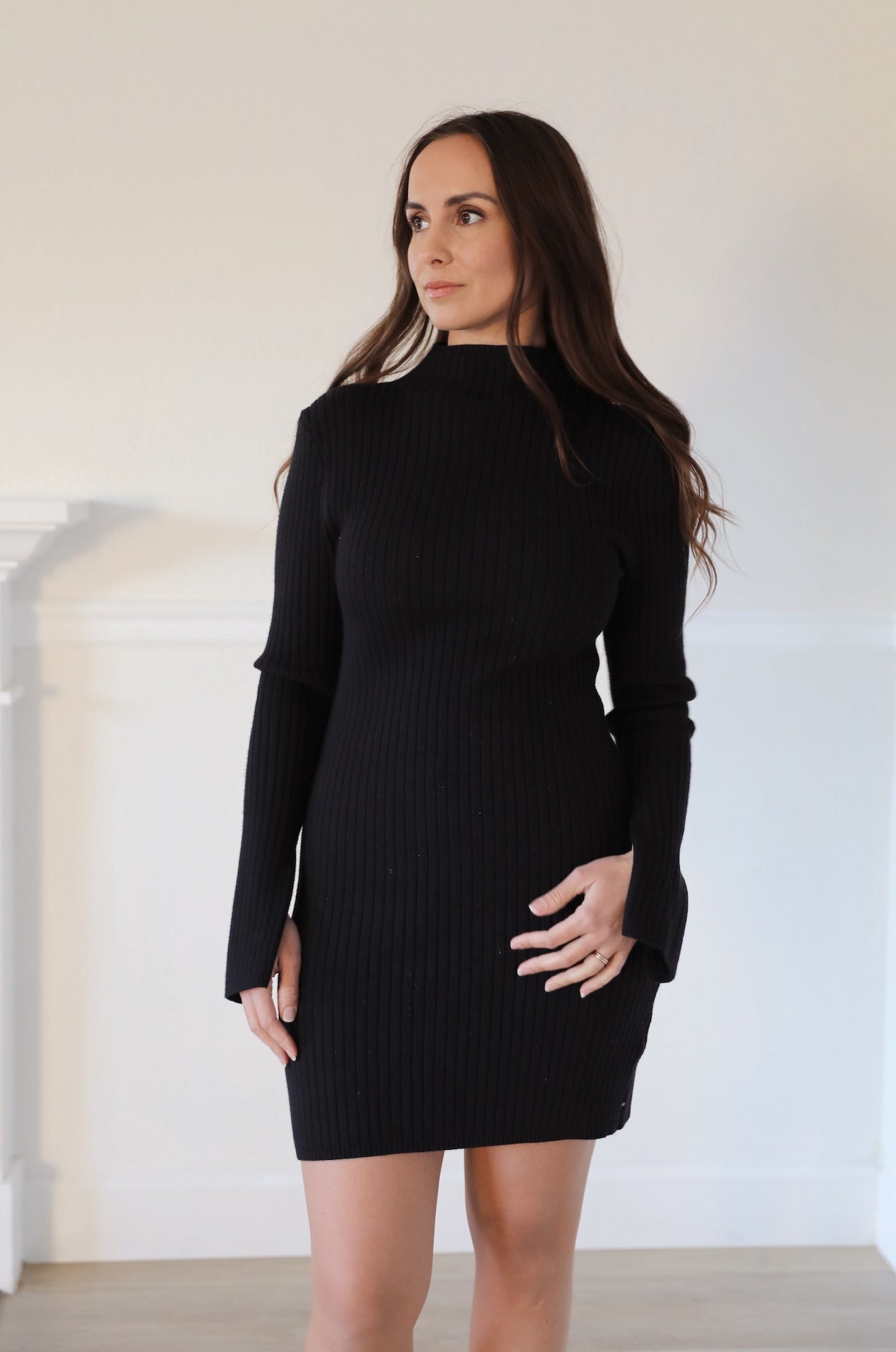 Bodycon Black Sweater Dress Xs