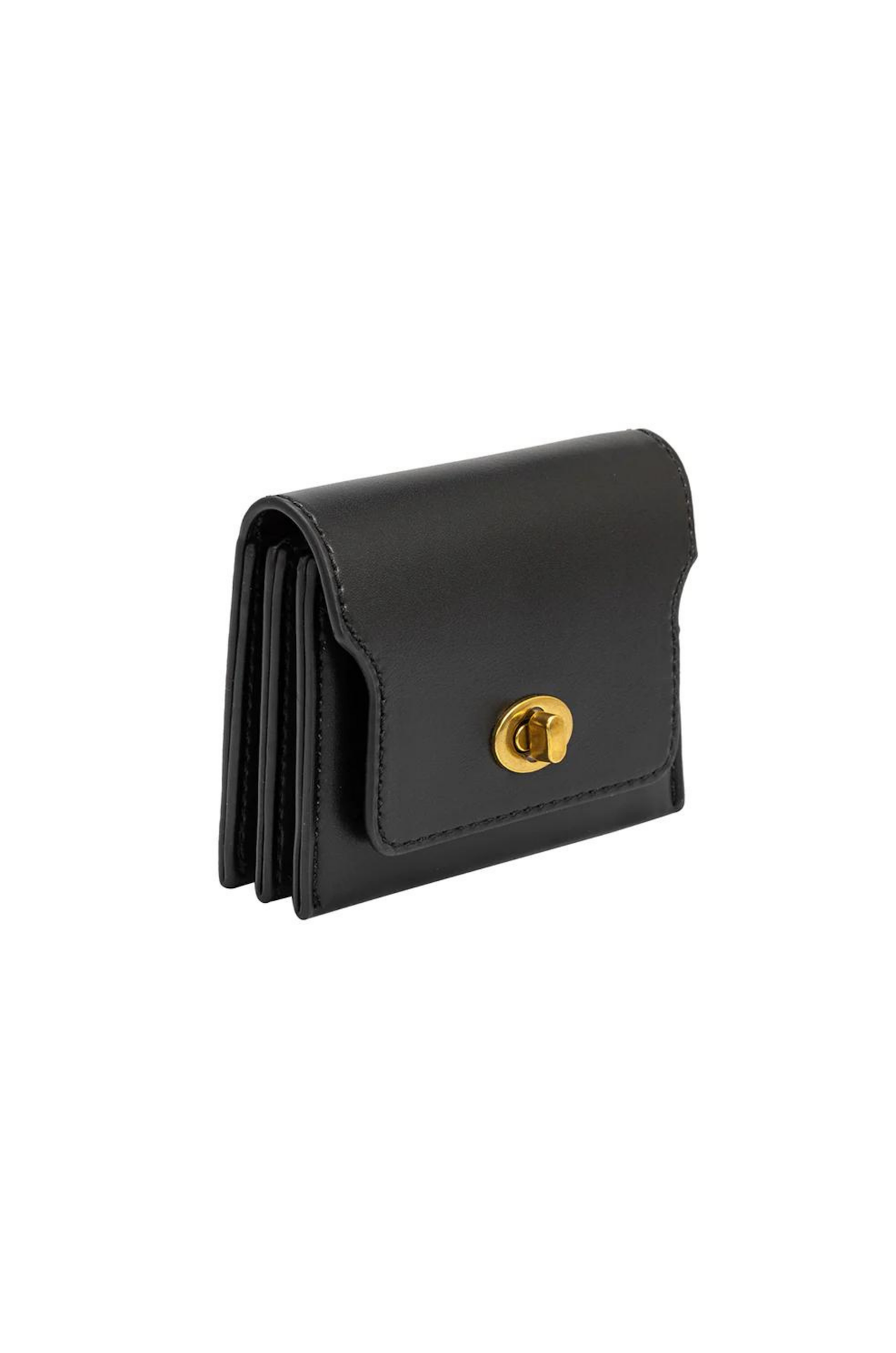 Gold lock Black Vegan Card Case Wallet