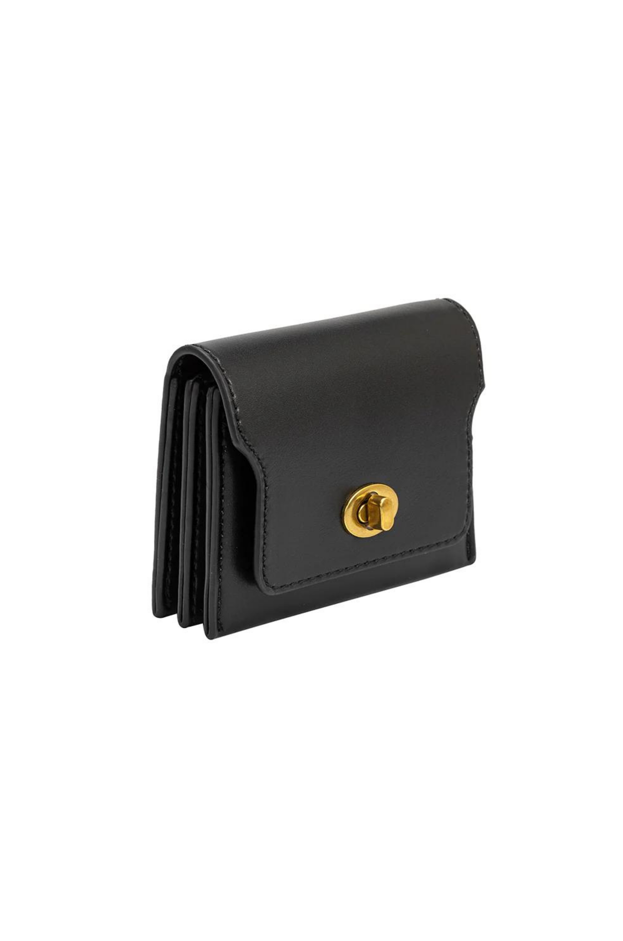 Gold lock  Black Vegan Card Case Wallet