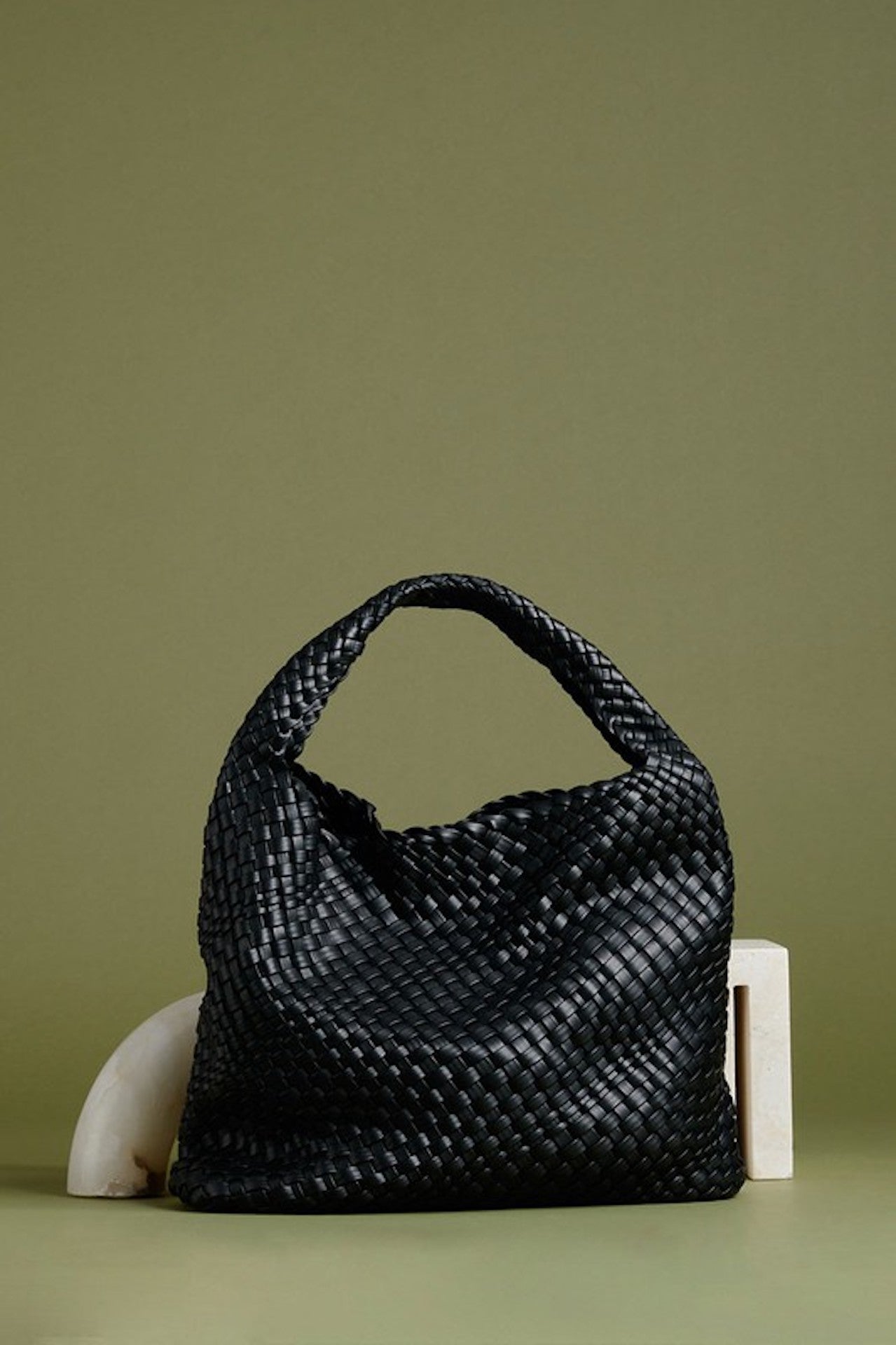 Black Woven Shoulder Bag