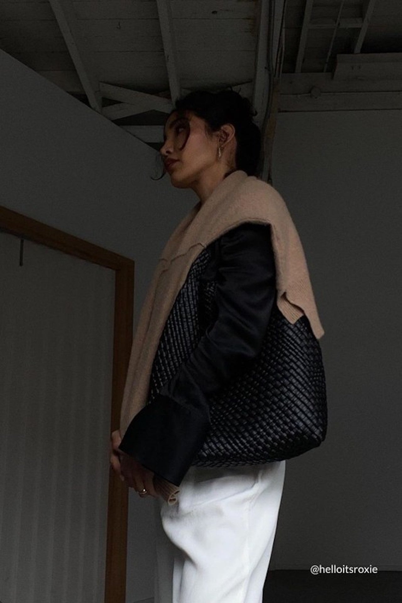 Black Woven Shoulder Bag