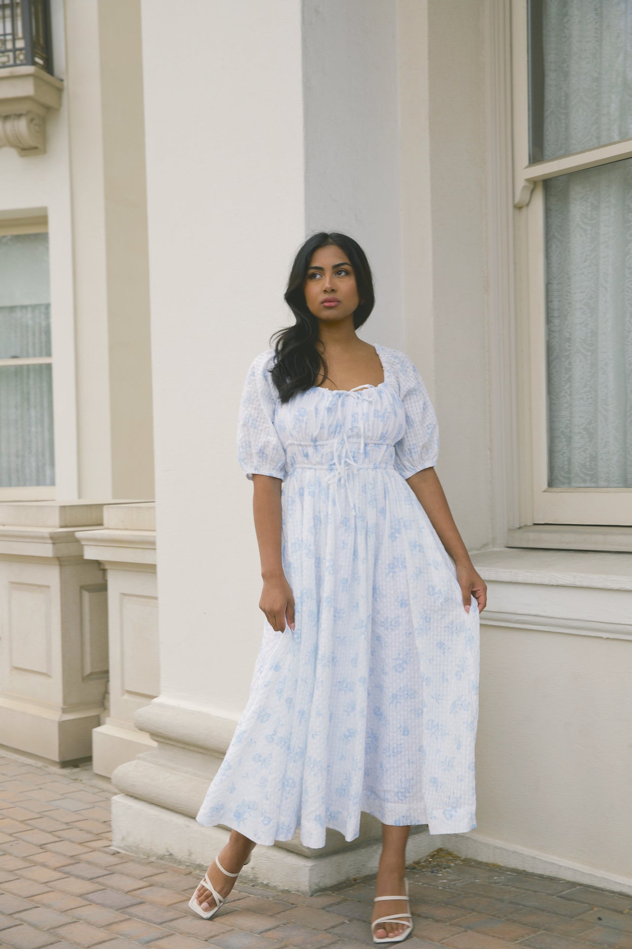 Antonia Blue Floral Midi Dress