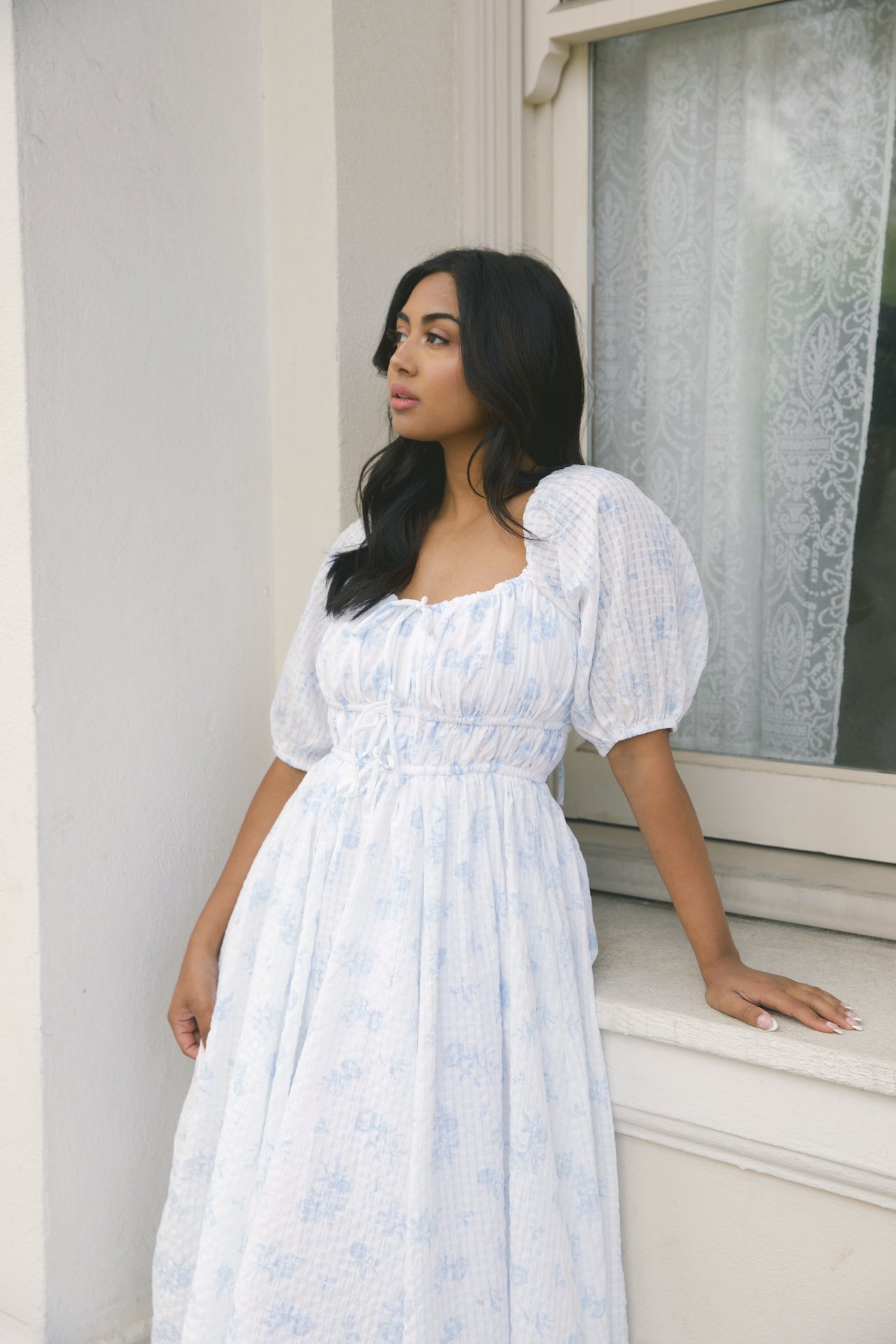 Antonia Blue Floral Midi Dress
