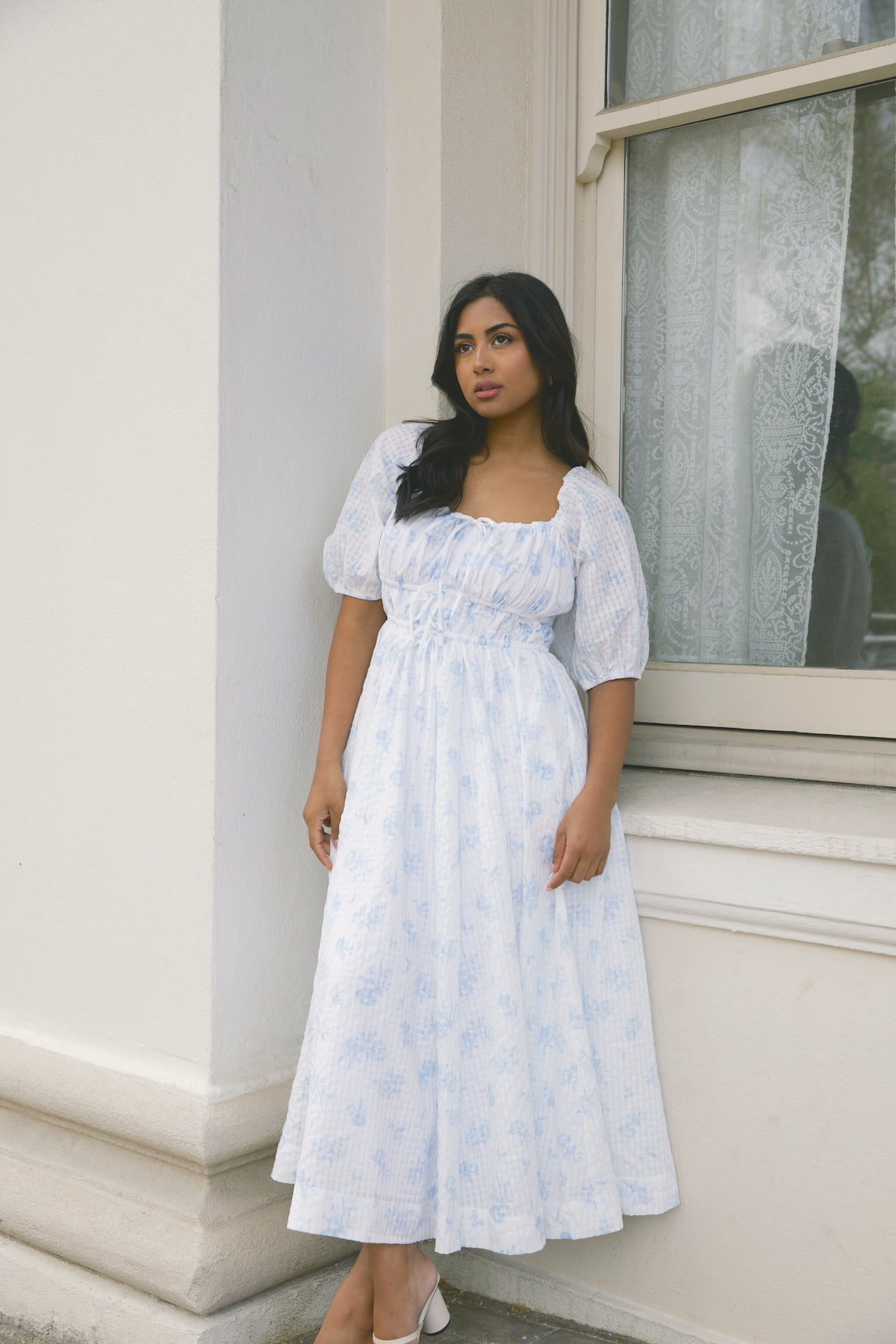 Blue Floral Tea Dress