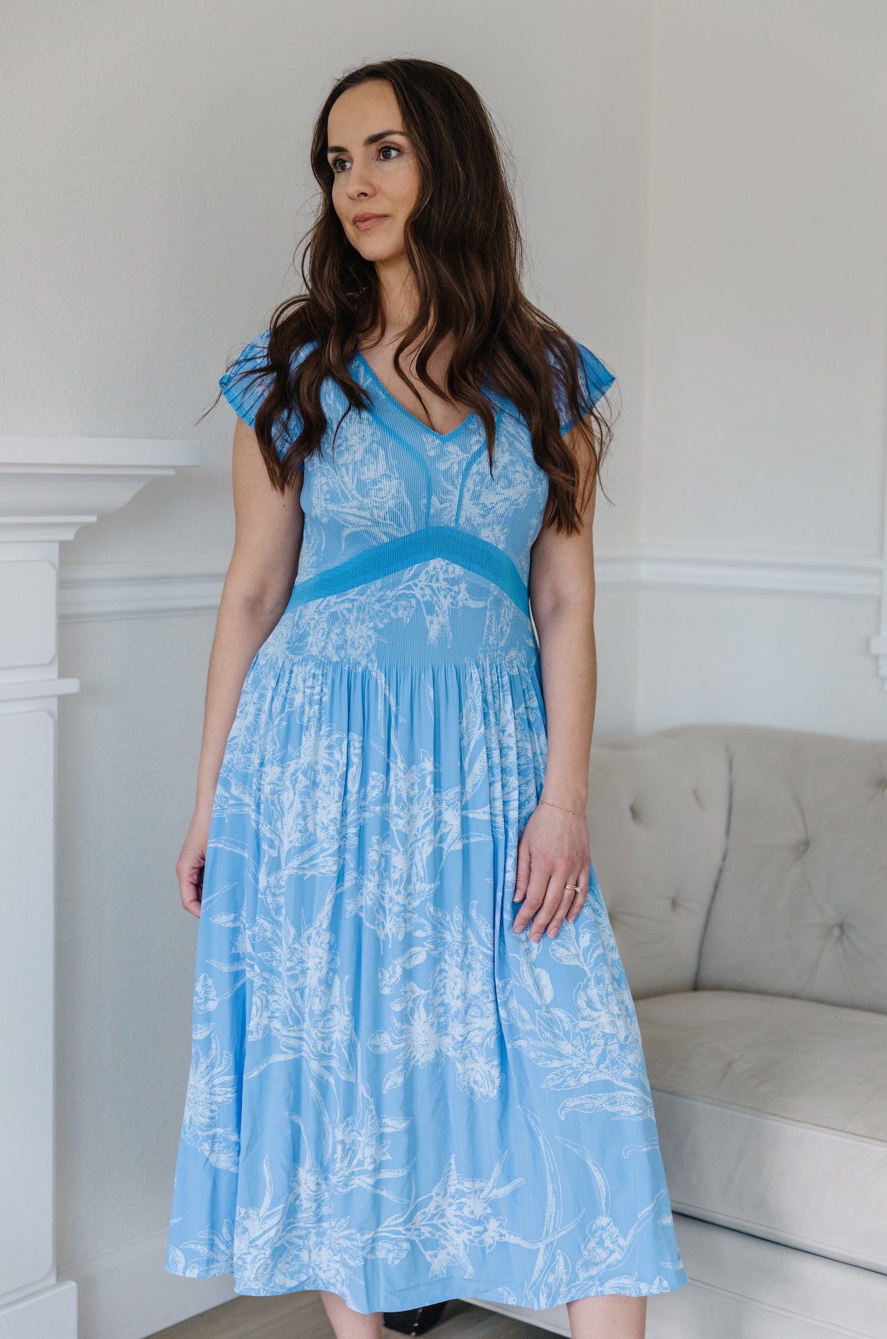 CAROLINA PLEATED SKIRT MIDI DRESS