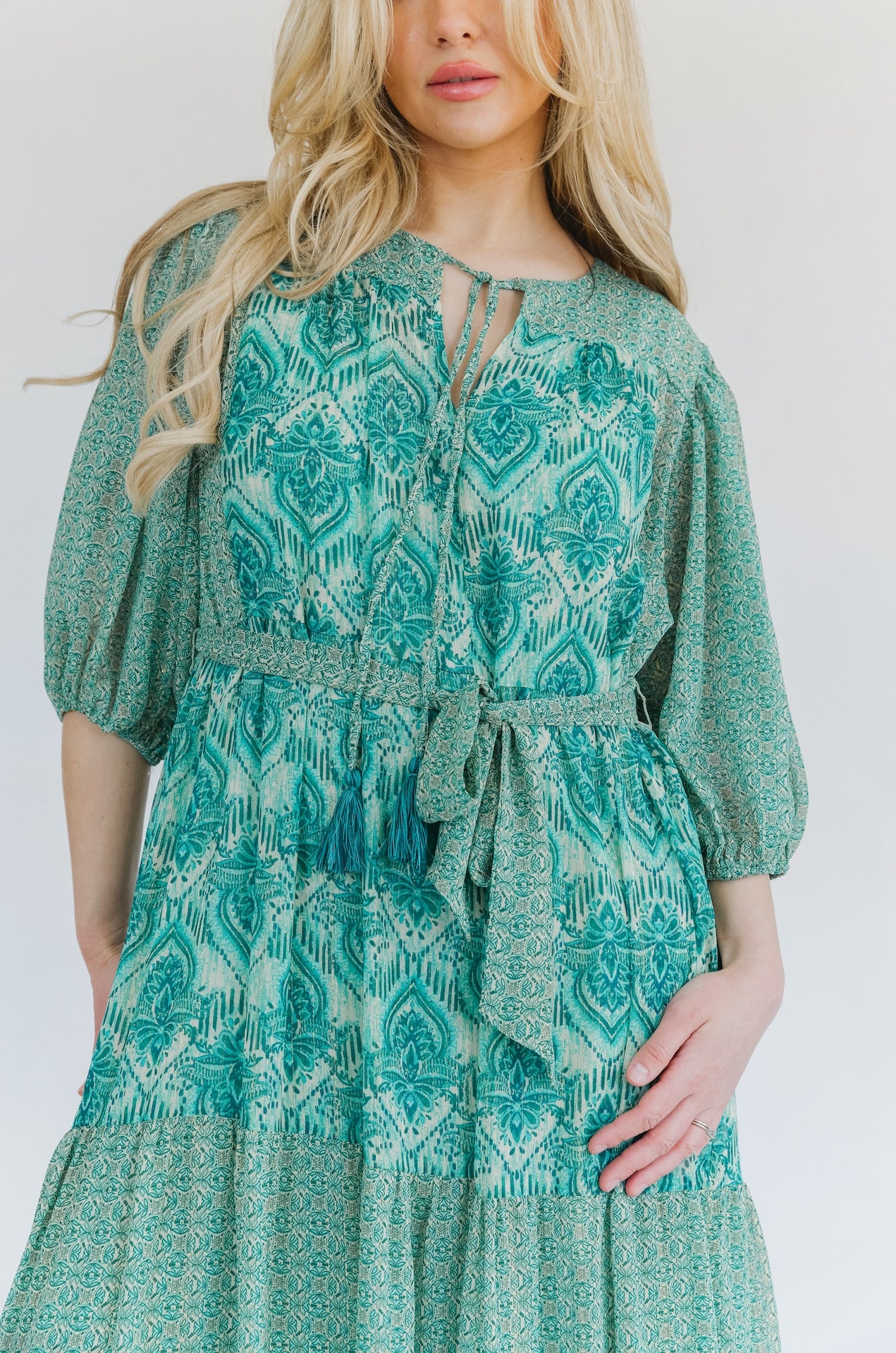 Teal Paisley Print Maxi Dress