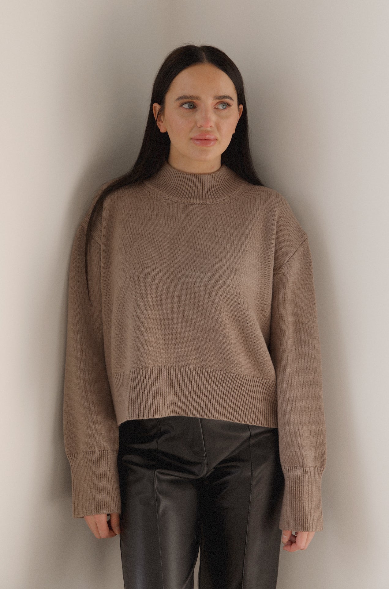 mocha brown knit sweater