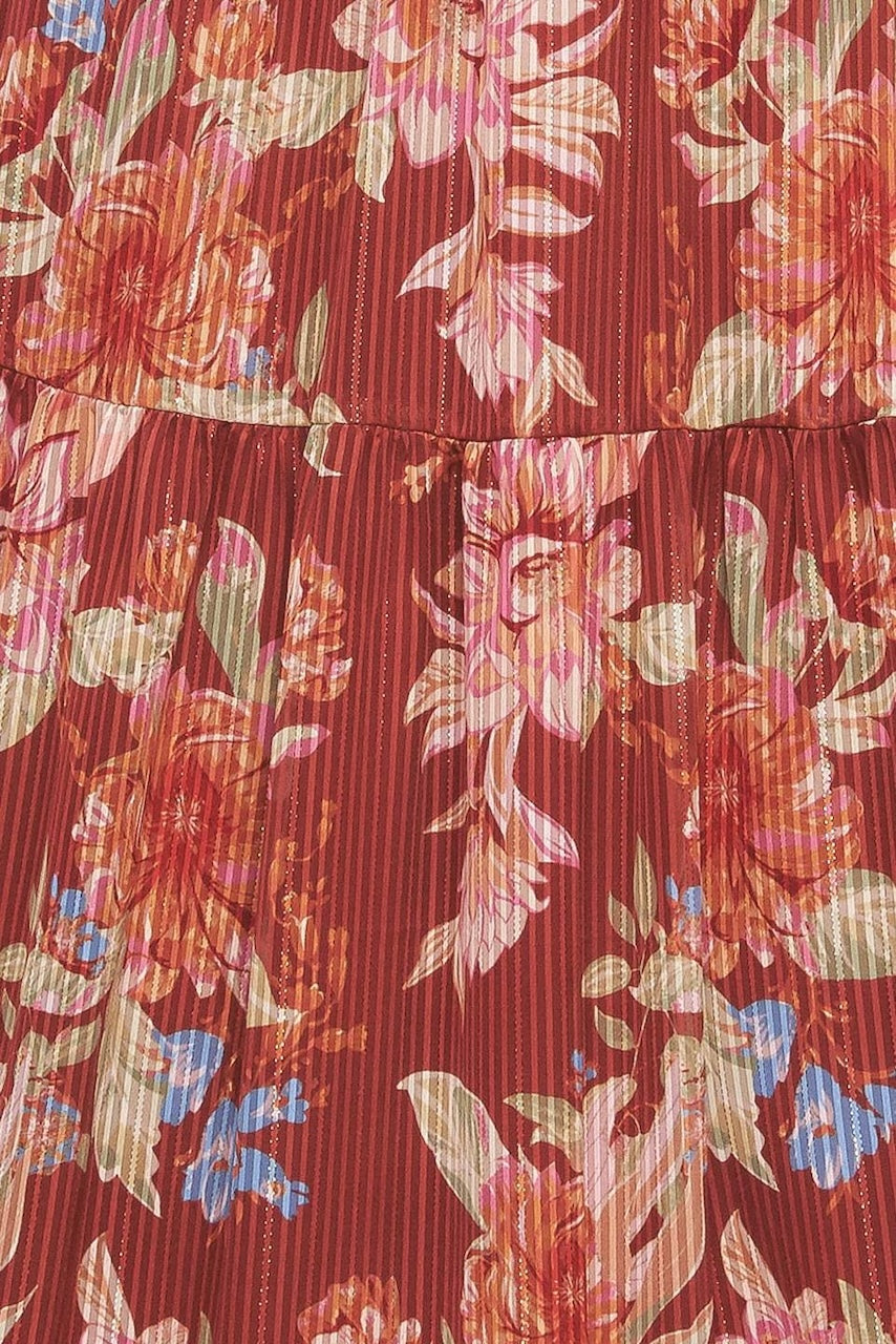 Brown Floral Midi Dress