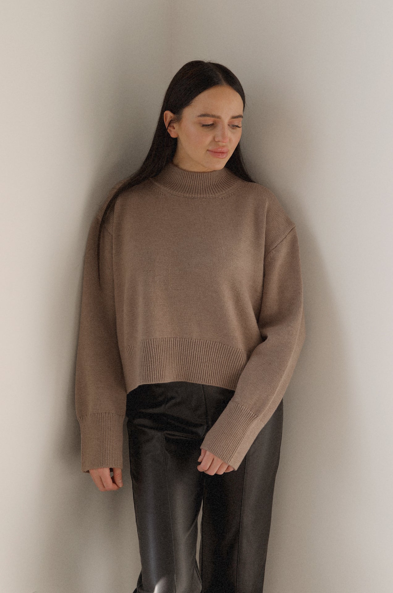 mocha brown knit sweater