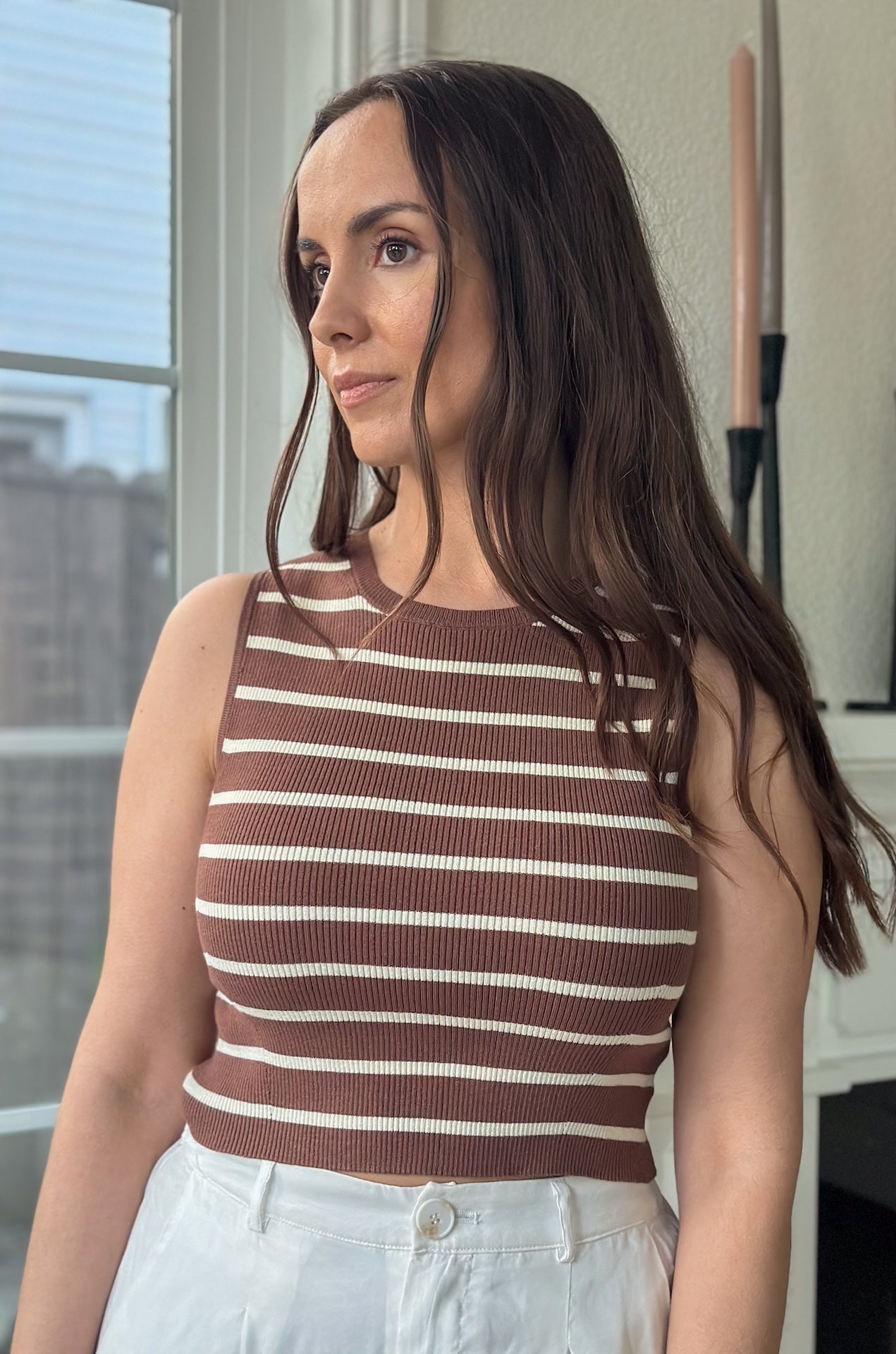 brown stripe tank top