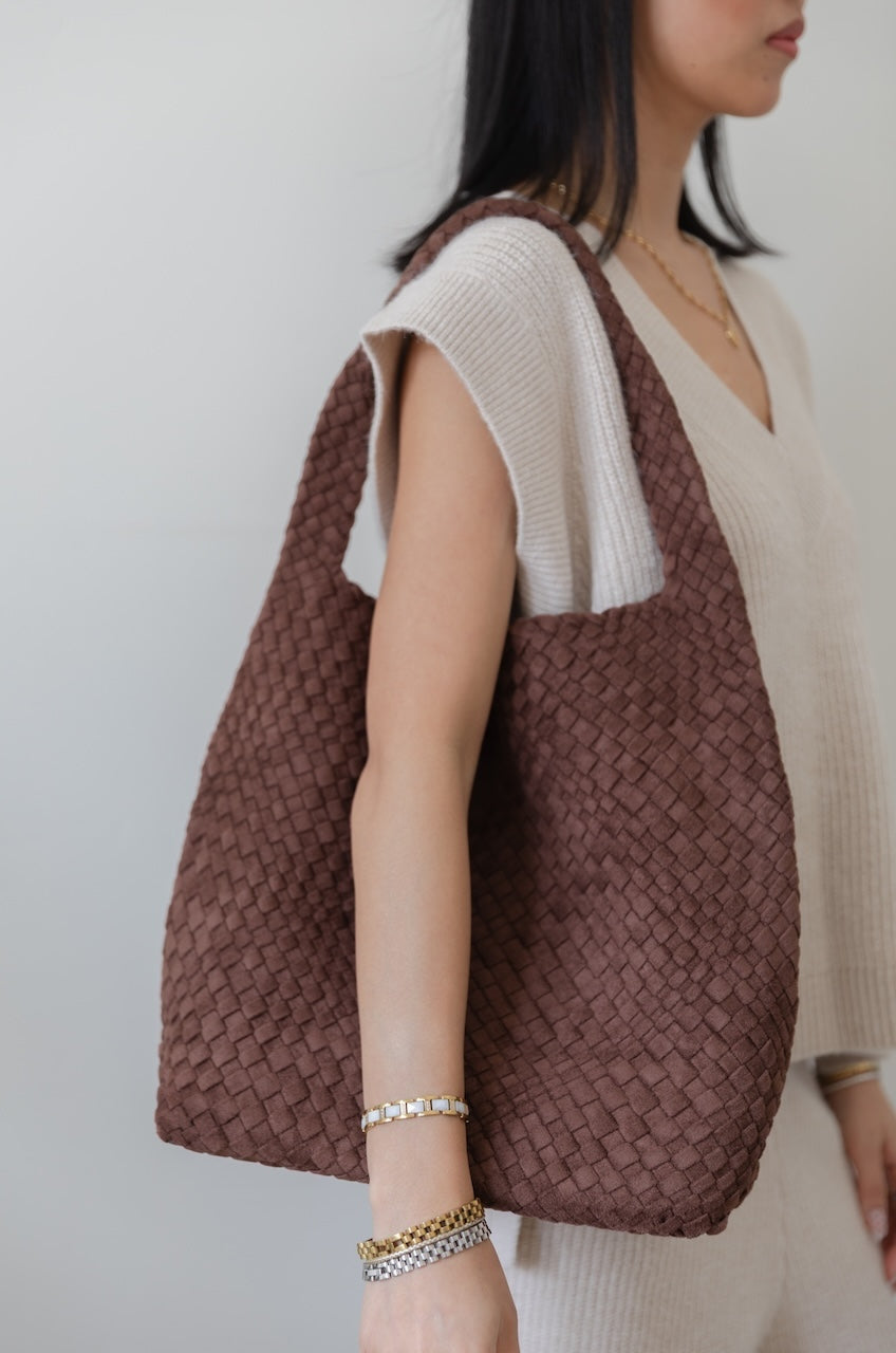 Melie Bianco Johanna Tobacco - Brown Suede Shoulder Hobo Bag