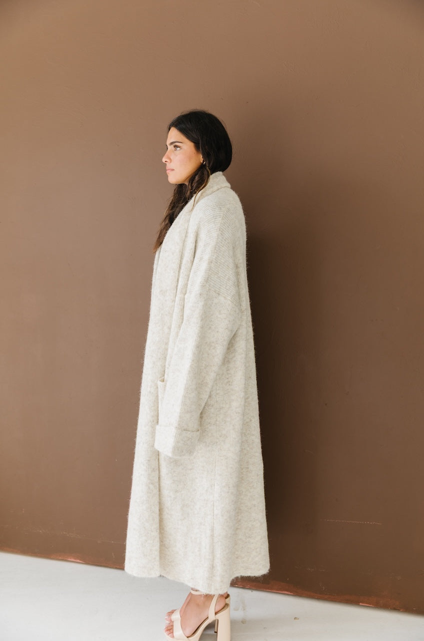 Beige Oversized Maxi Cardigan
