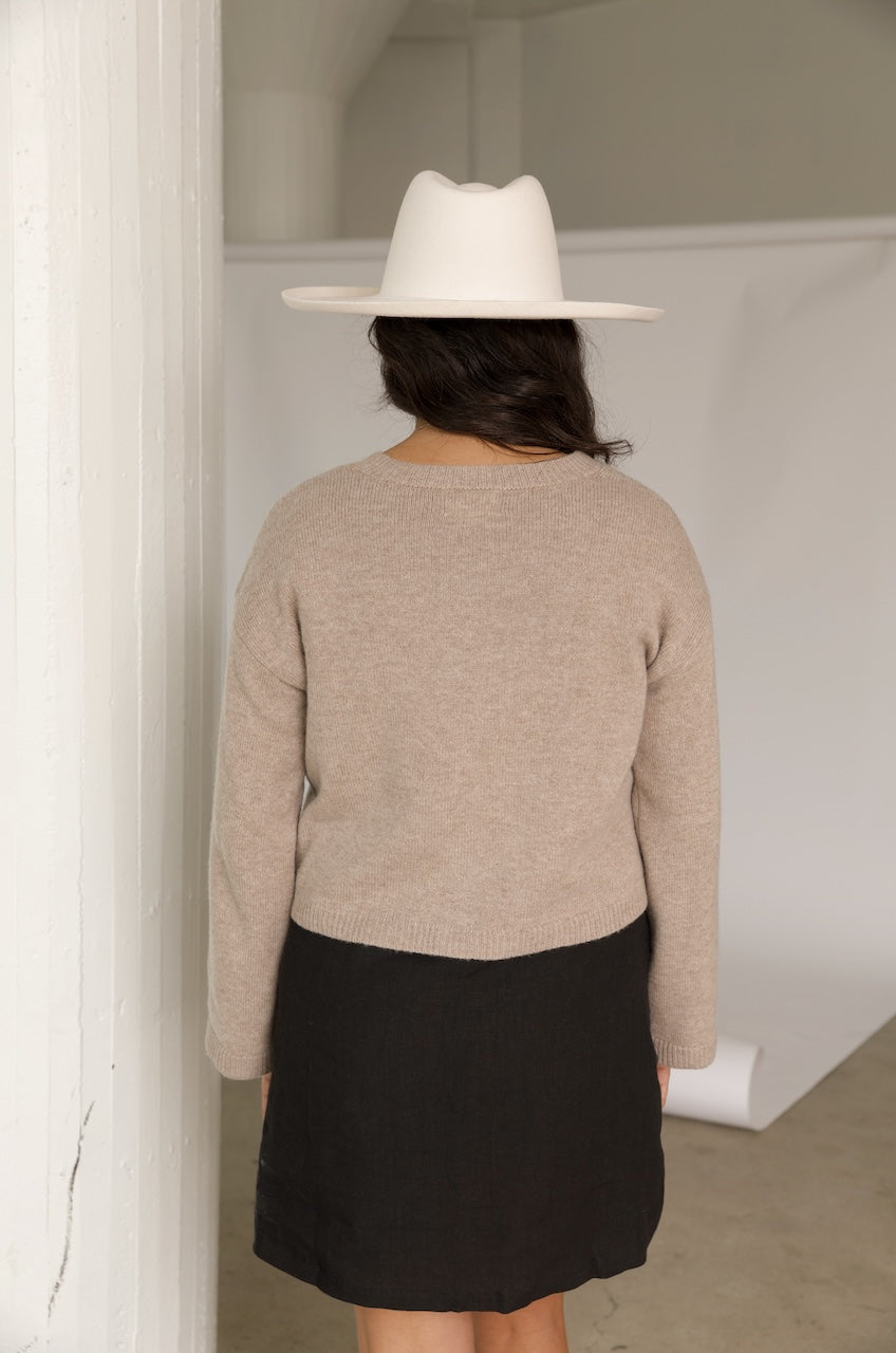 Beige Cashmere Cardigan Sweater