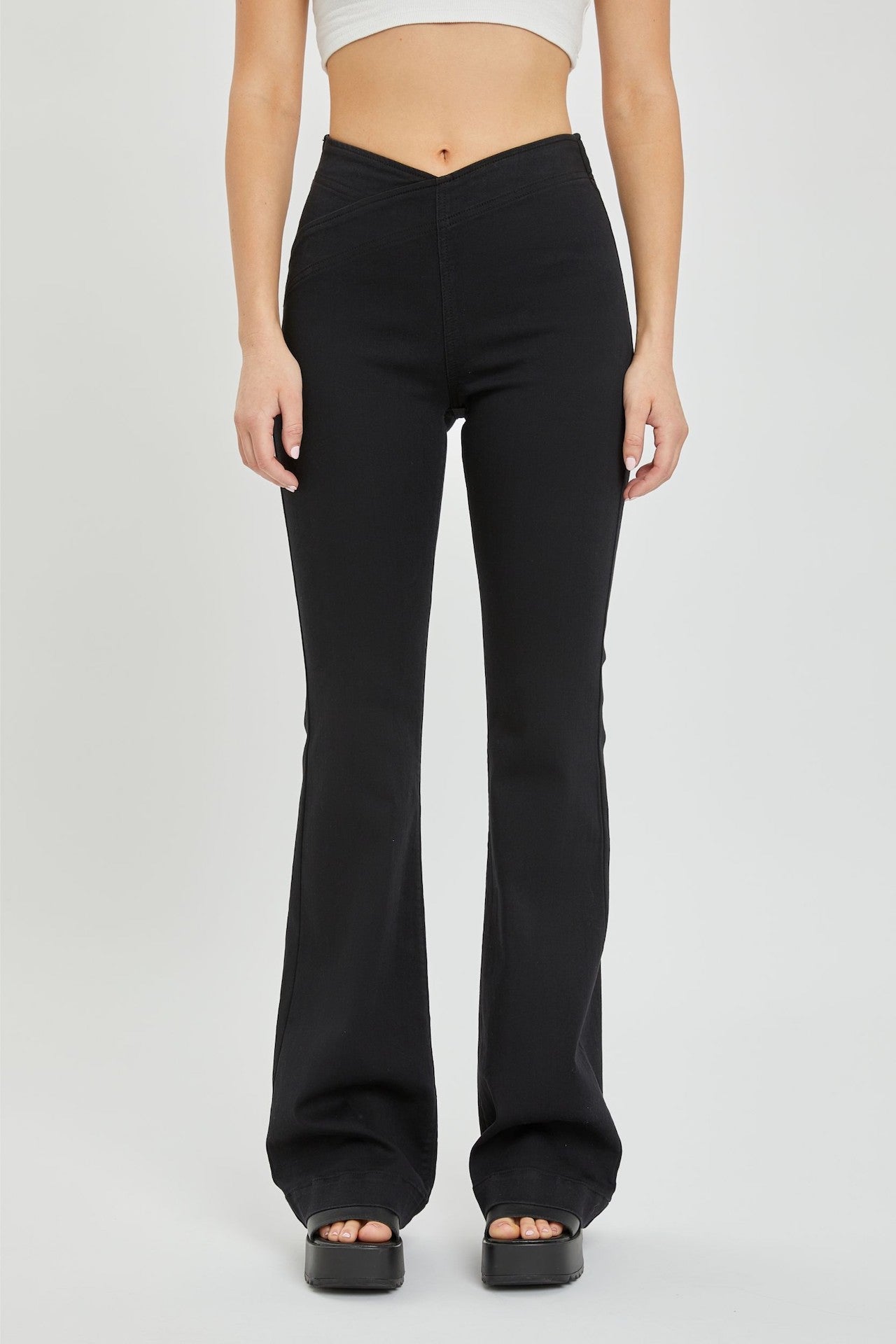 black flare pull on jeggings jeans