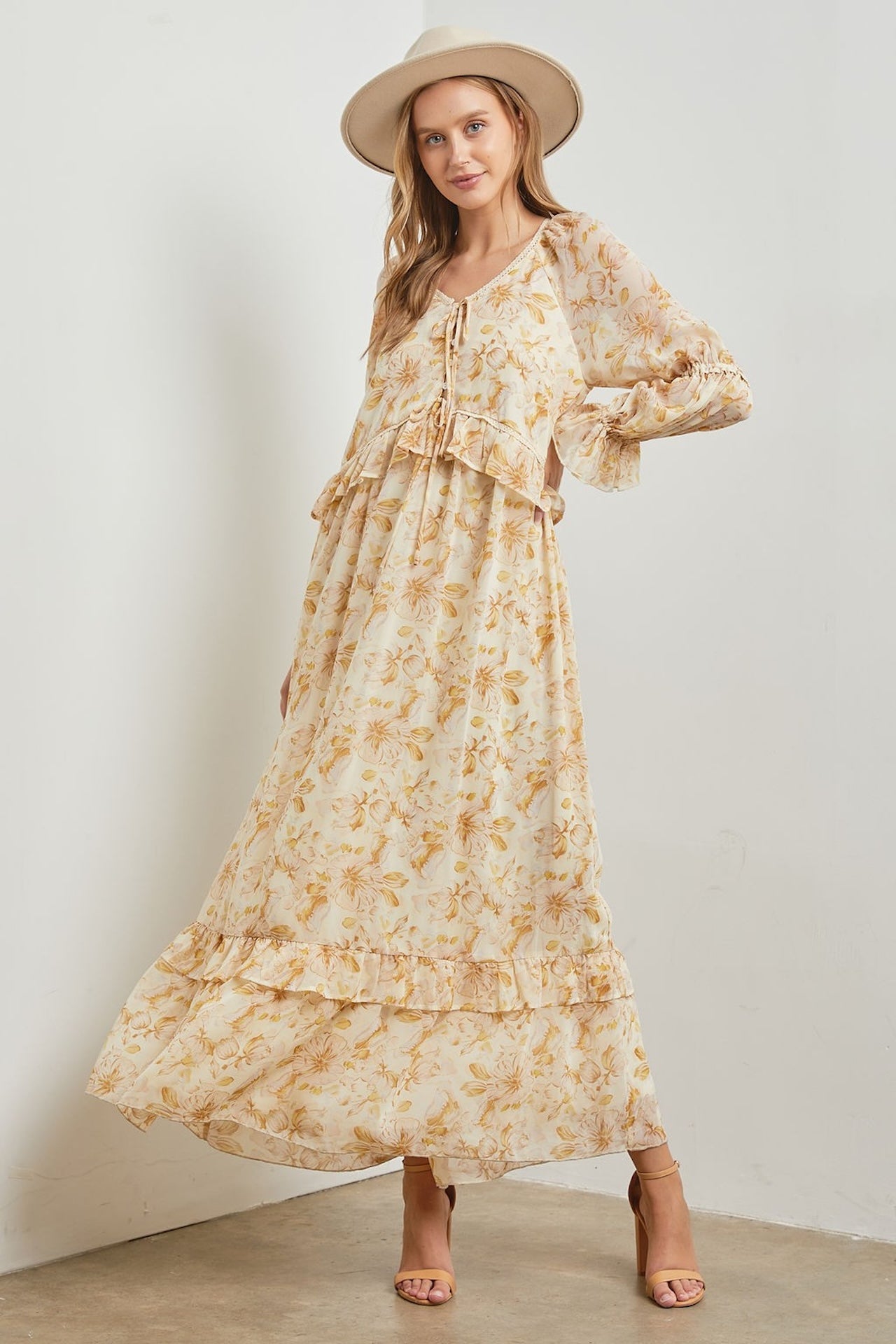 Floral Long Sleeve Maxi Dress