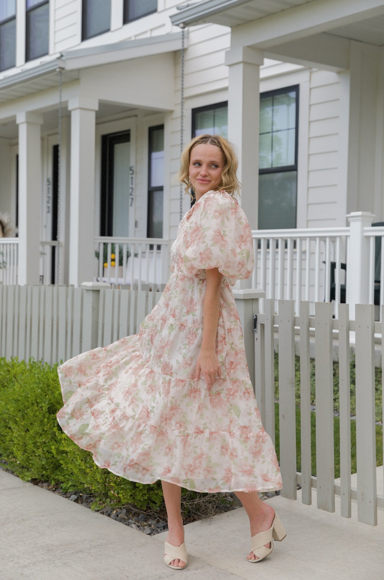 Floral Chiffon Midi Dress