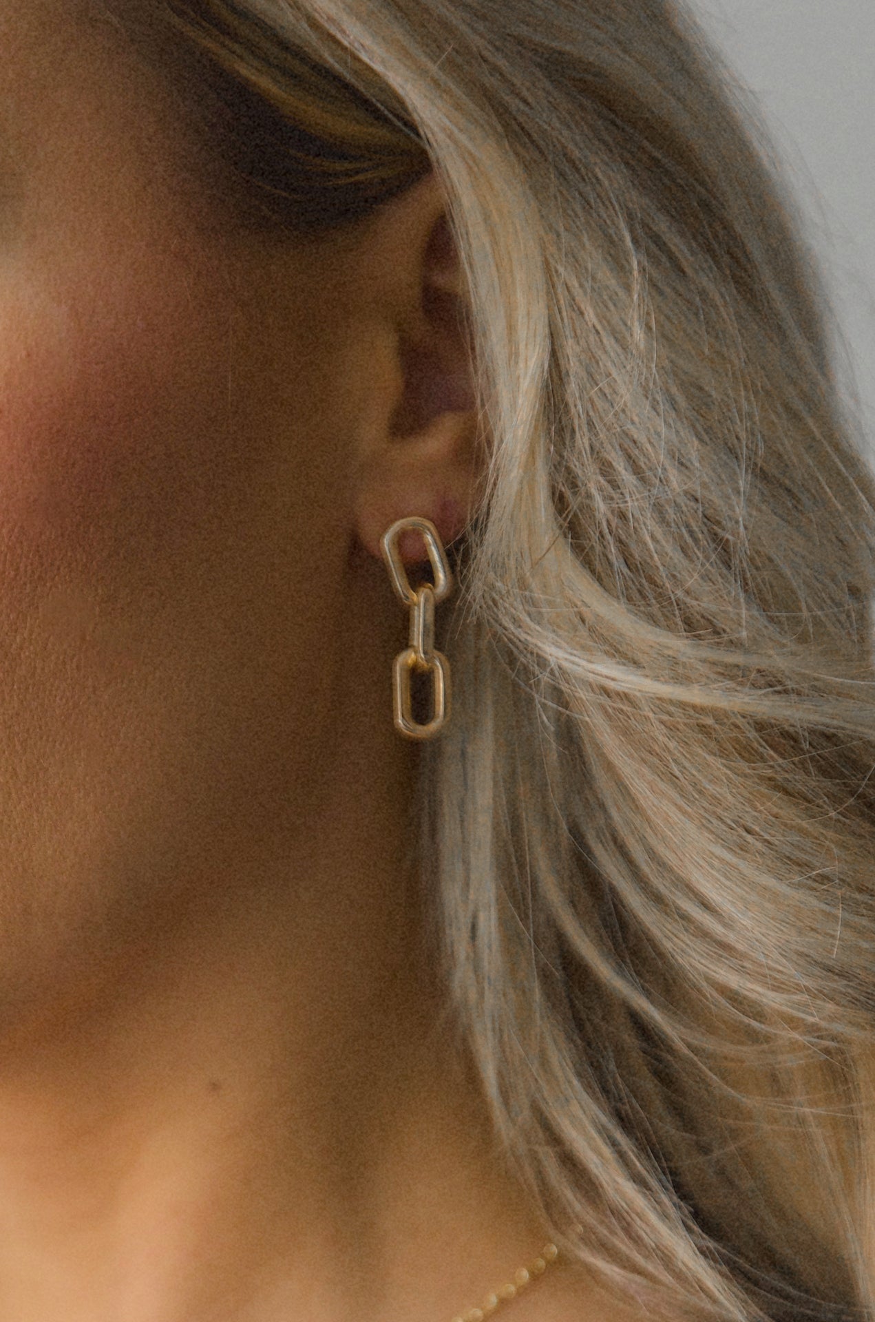 Gold chain link deals earrings