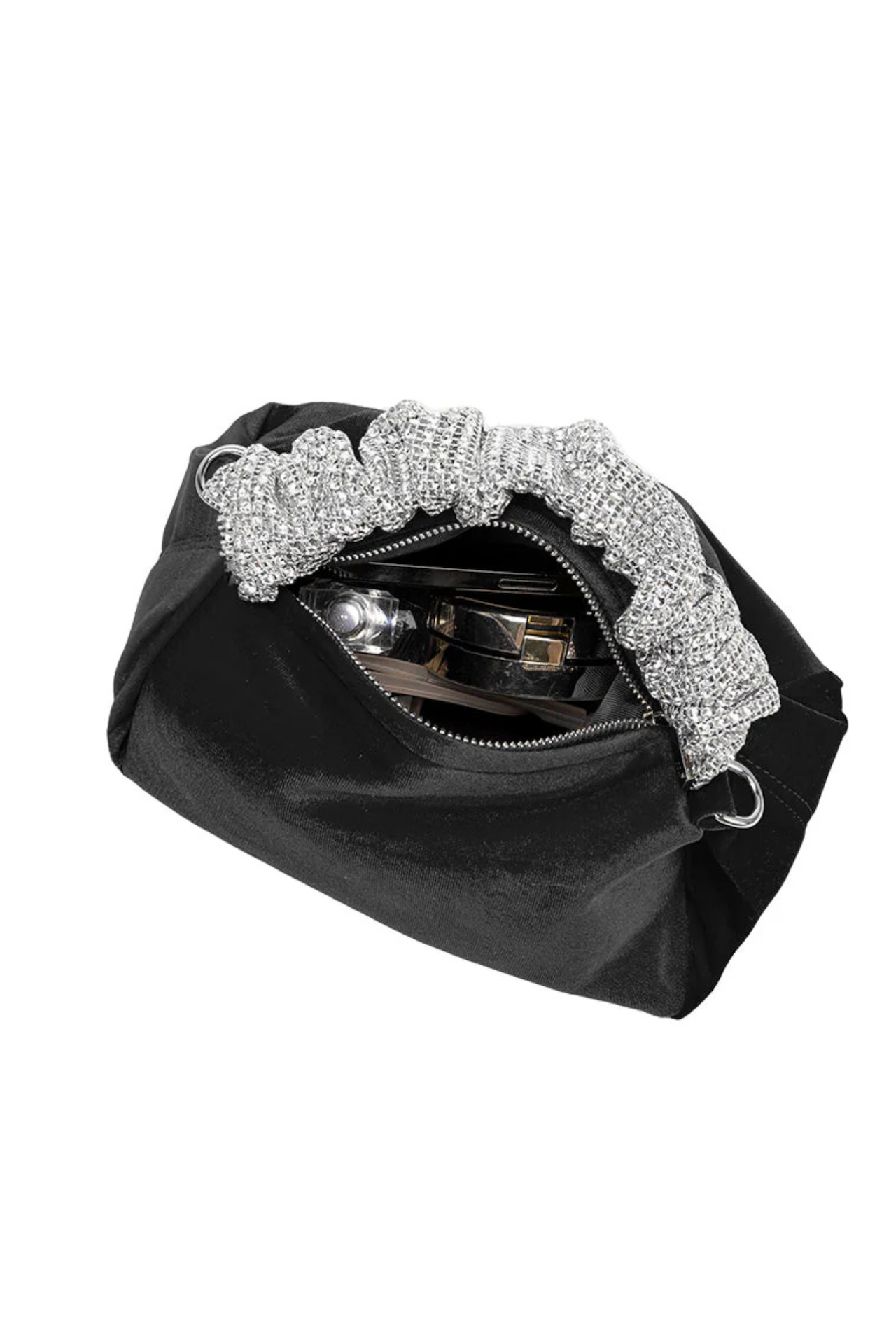 Estela Black Velvet Top Handle Bag - Melie Bianco