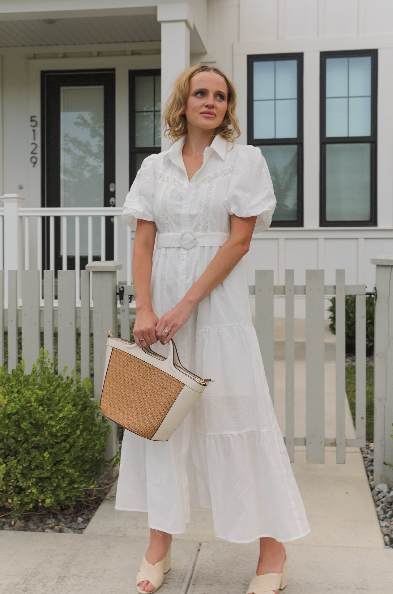 White Cotton Button Down Dress