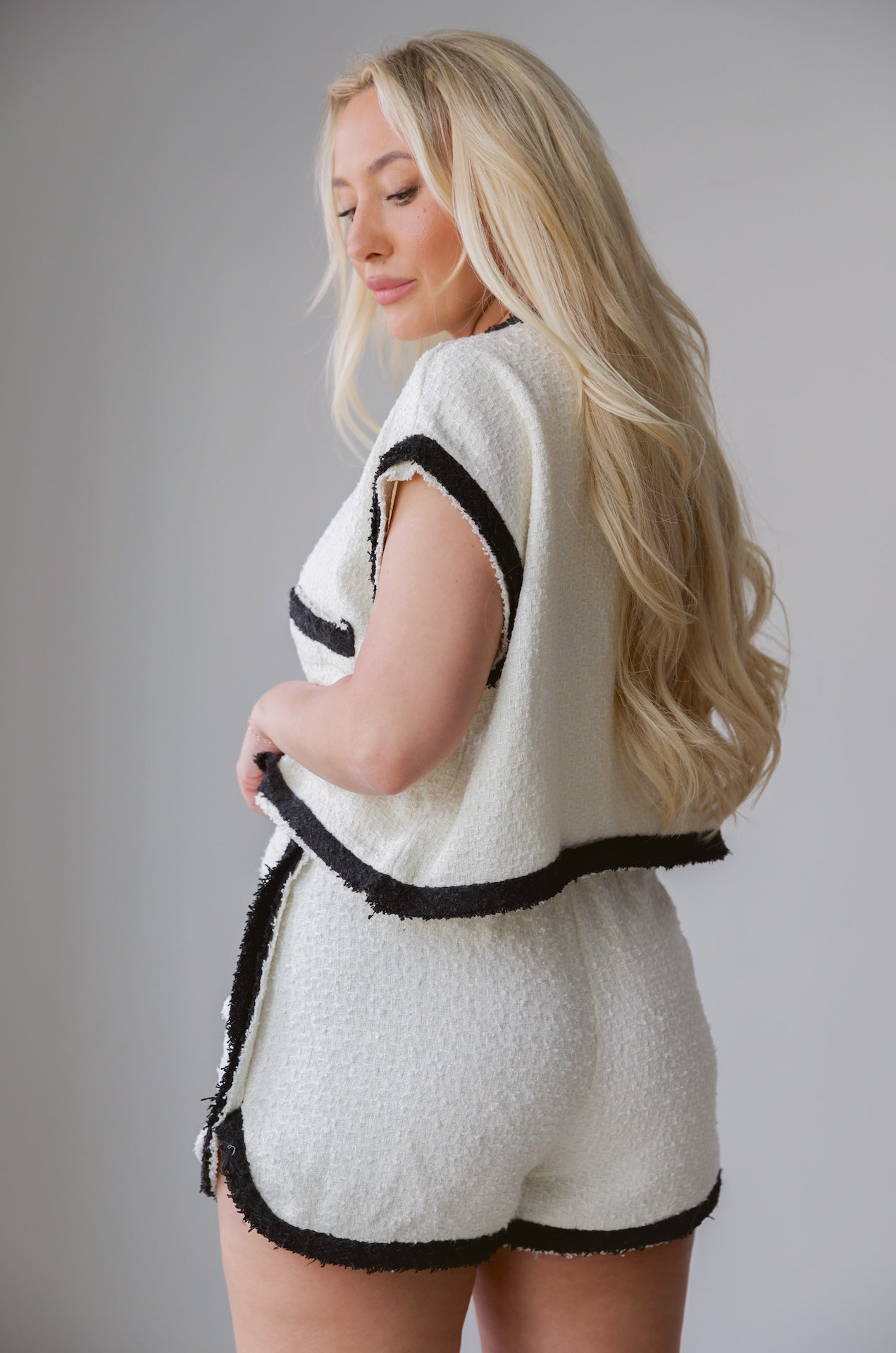 Tweed Top Shorts Set