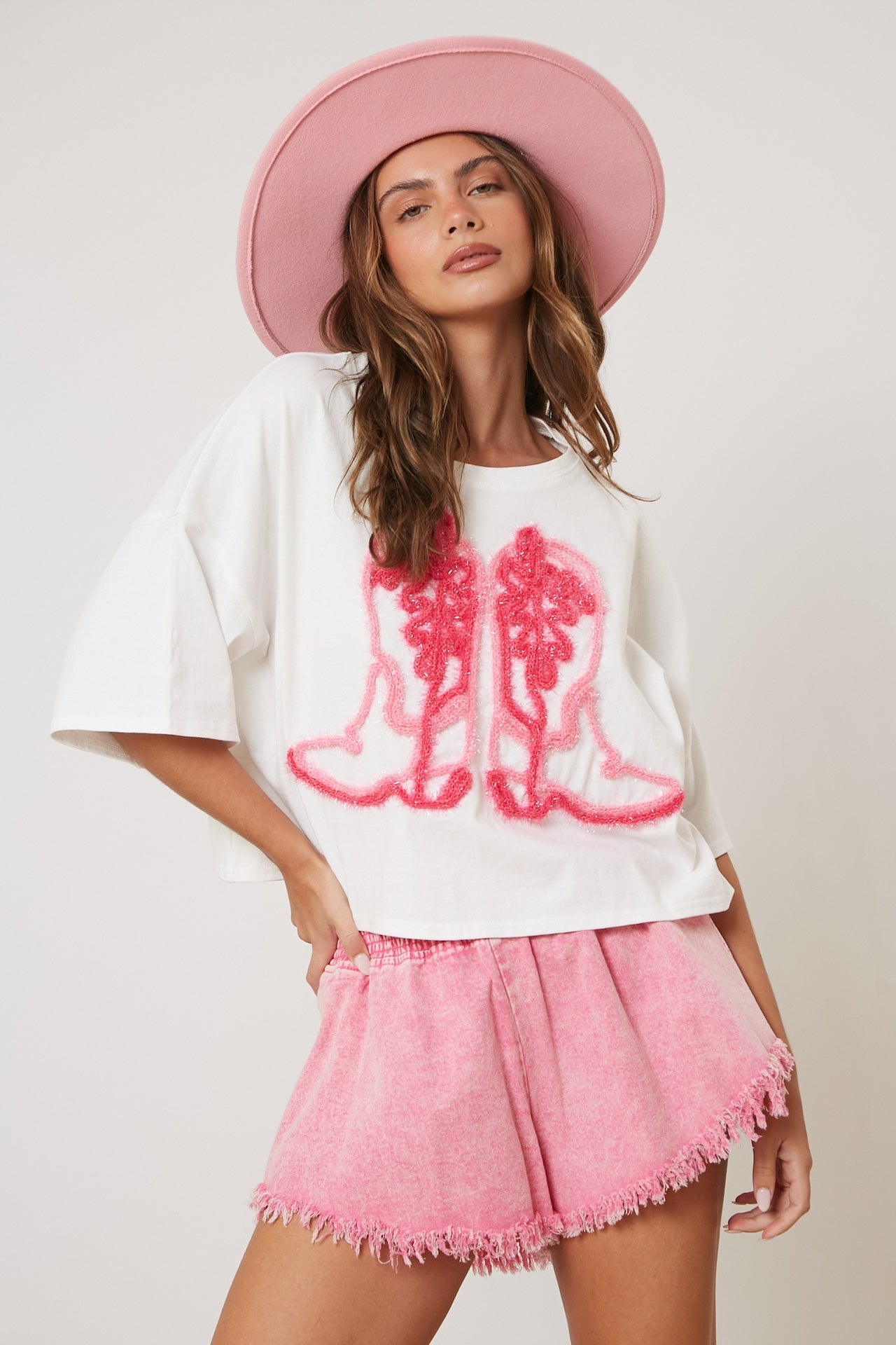 Cowboy Boots Embroidered Tee