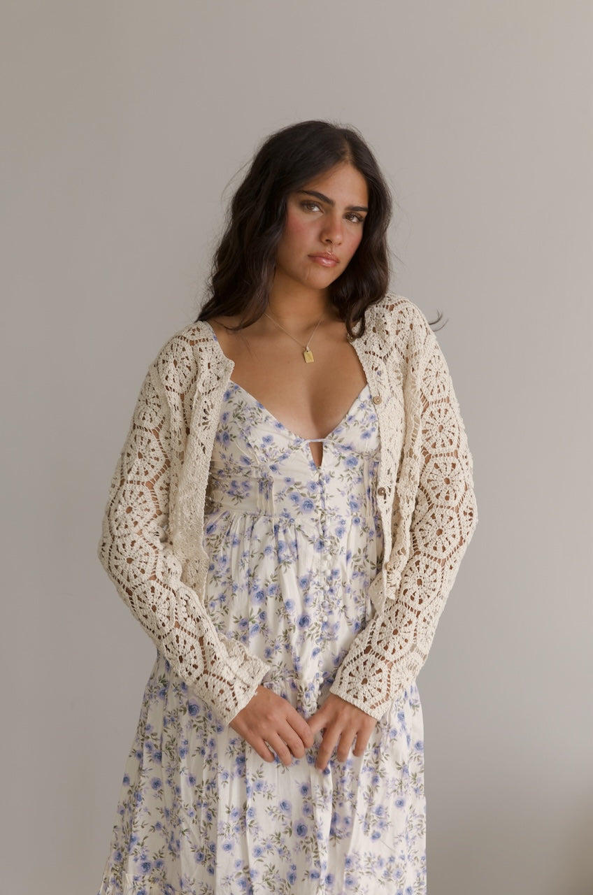 crochet cardigan for dress Wendy Woven Crochet Dress/Cardigan Black