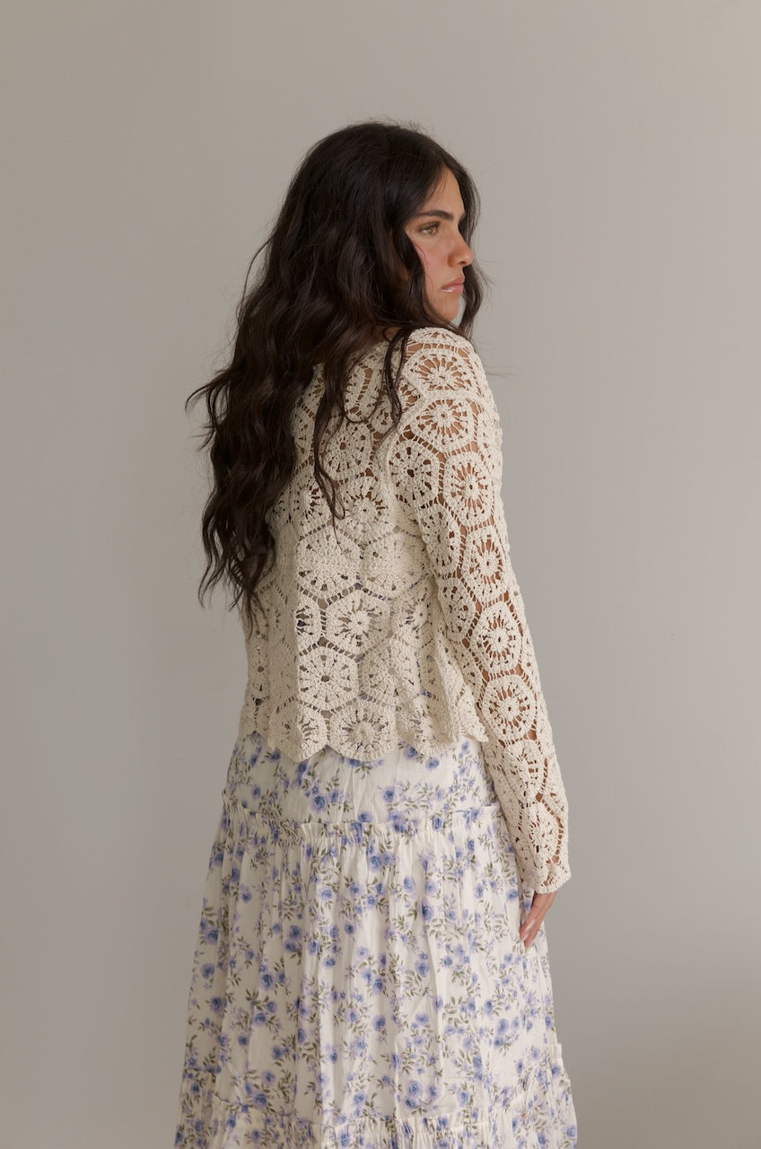 Cream Crochet Cardigan