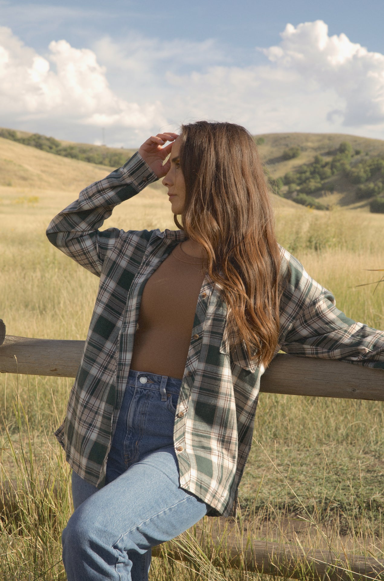 green oversized flannel shirt