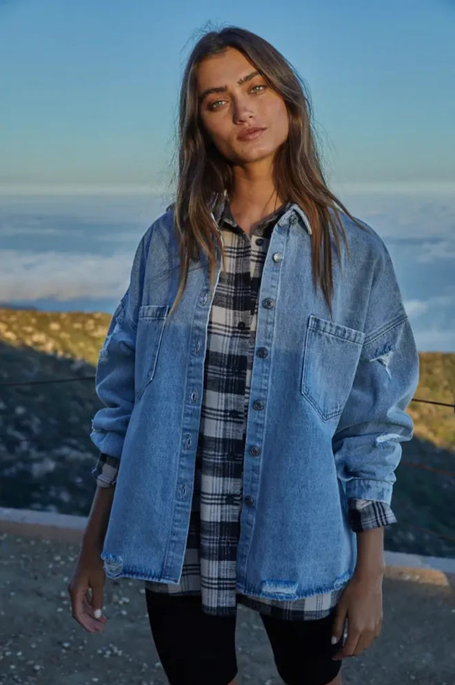 oversized distressed denim jacket
