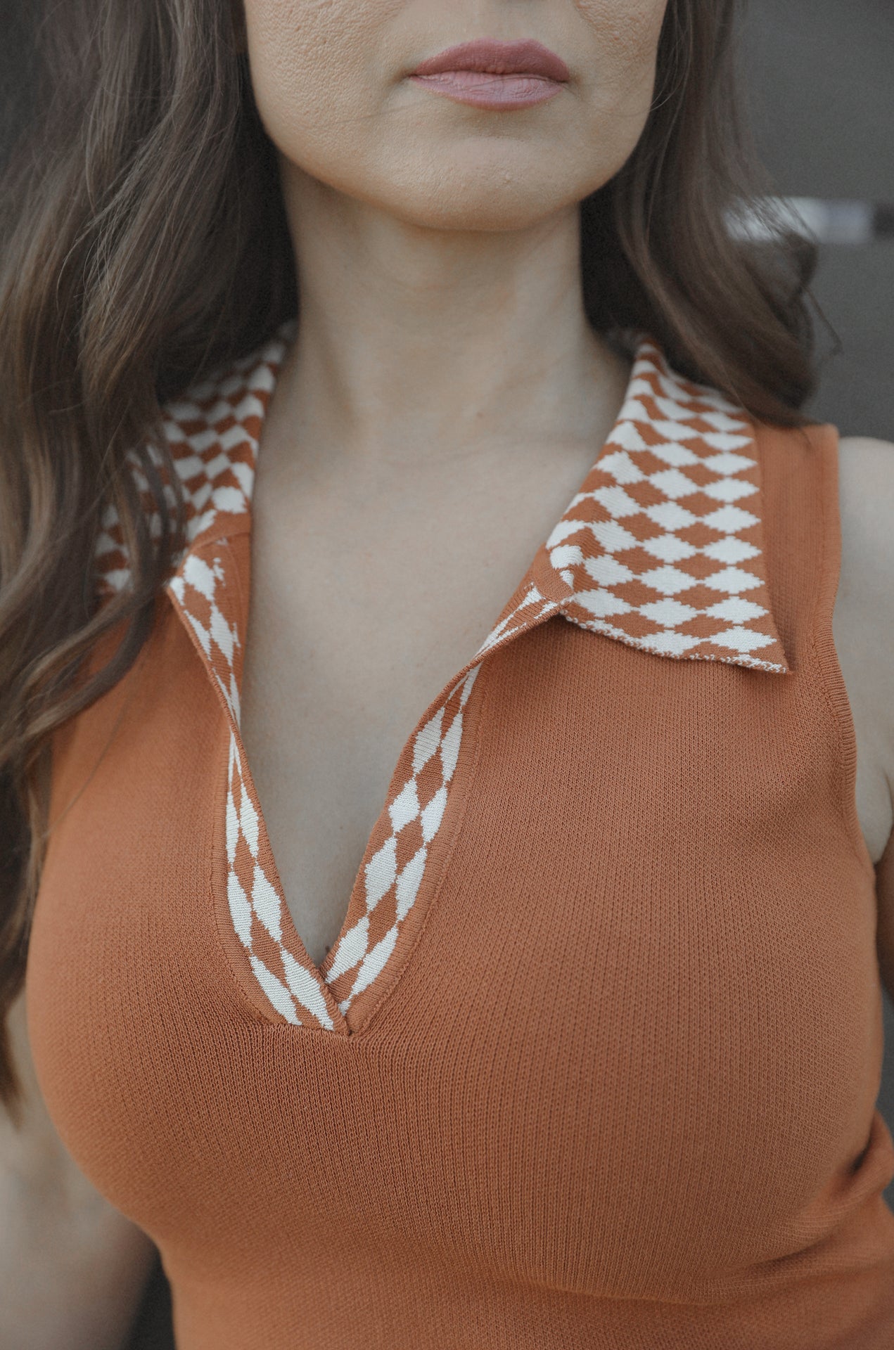 RUST EARTH ANGEL JACQUARD VEST TOP