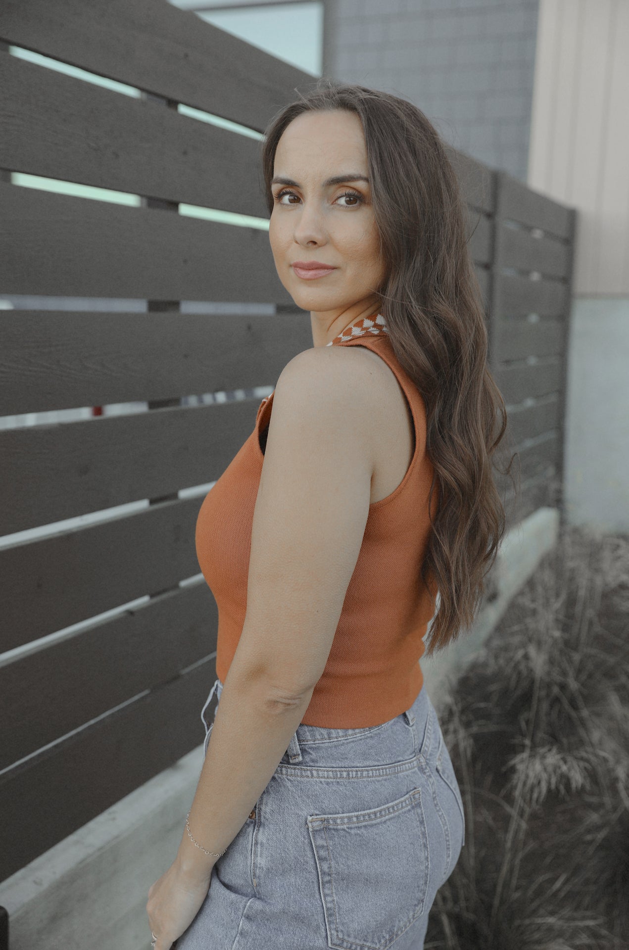 RUST EARTH ANGEL JACQUARD VEST TOP