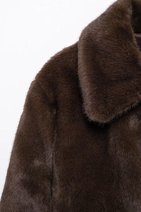 Brown Cropped Fur Jacket