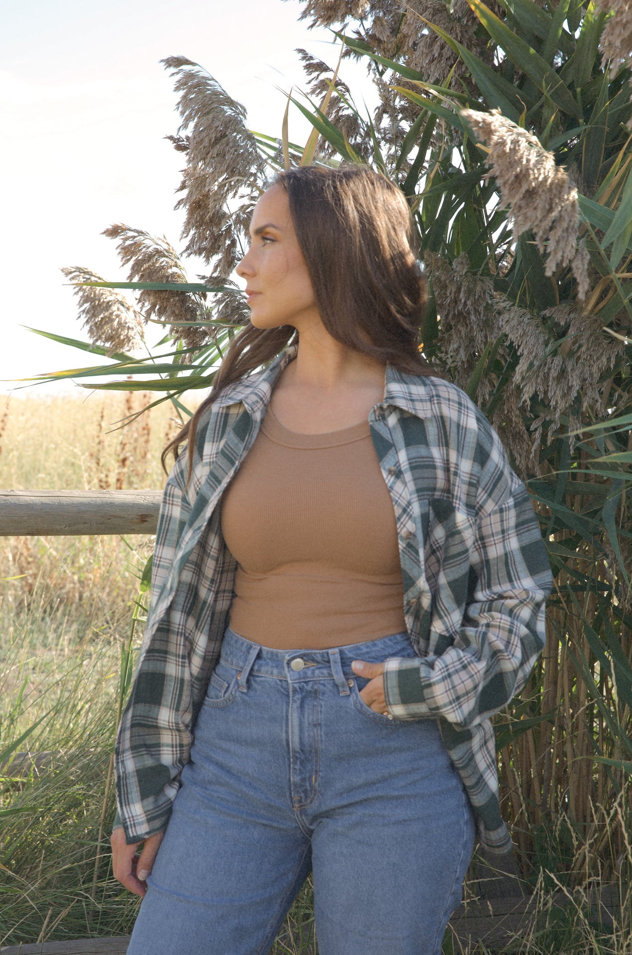 green oversized flannel shirt