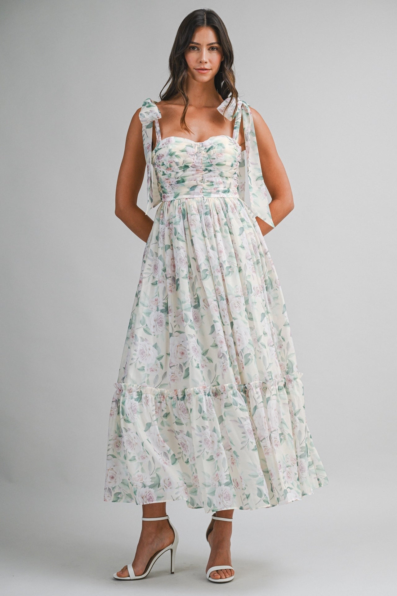 audrina floral chiffon midi dress Organza Floral Midi Dress M audrina floral chiffon midi dress Organza Floral Midi Dress M